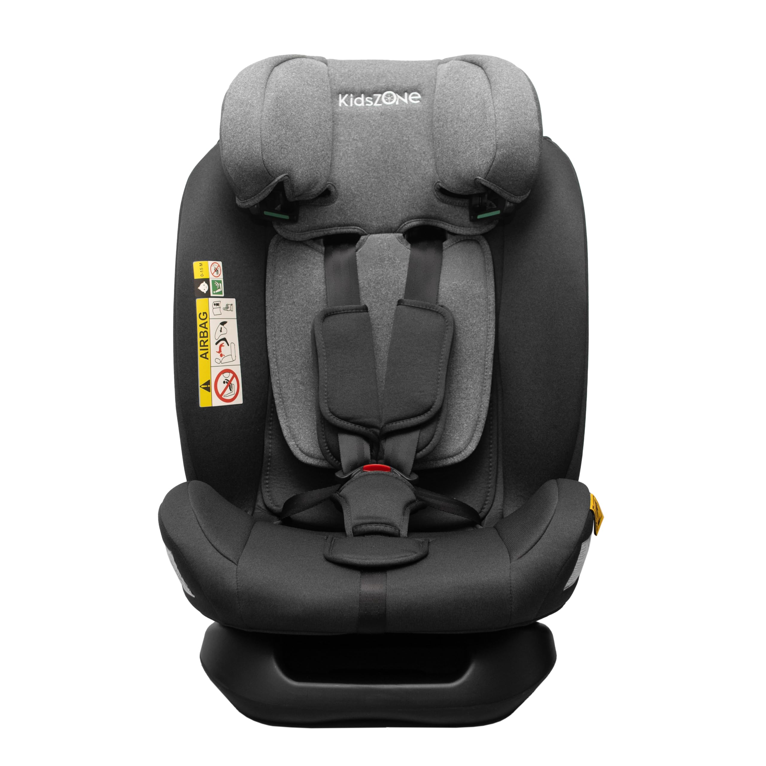 KidsZone YC11 Silla Coche sin Isofix 0-36 kg - Silla Coche Bebe Grupo 0 1 2 3, i-Size (40-150 cm) 0-12 años - Ajuste de la Inclinación del Asiento, Reposacabezas Ajustable, Negro-Gris