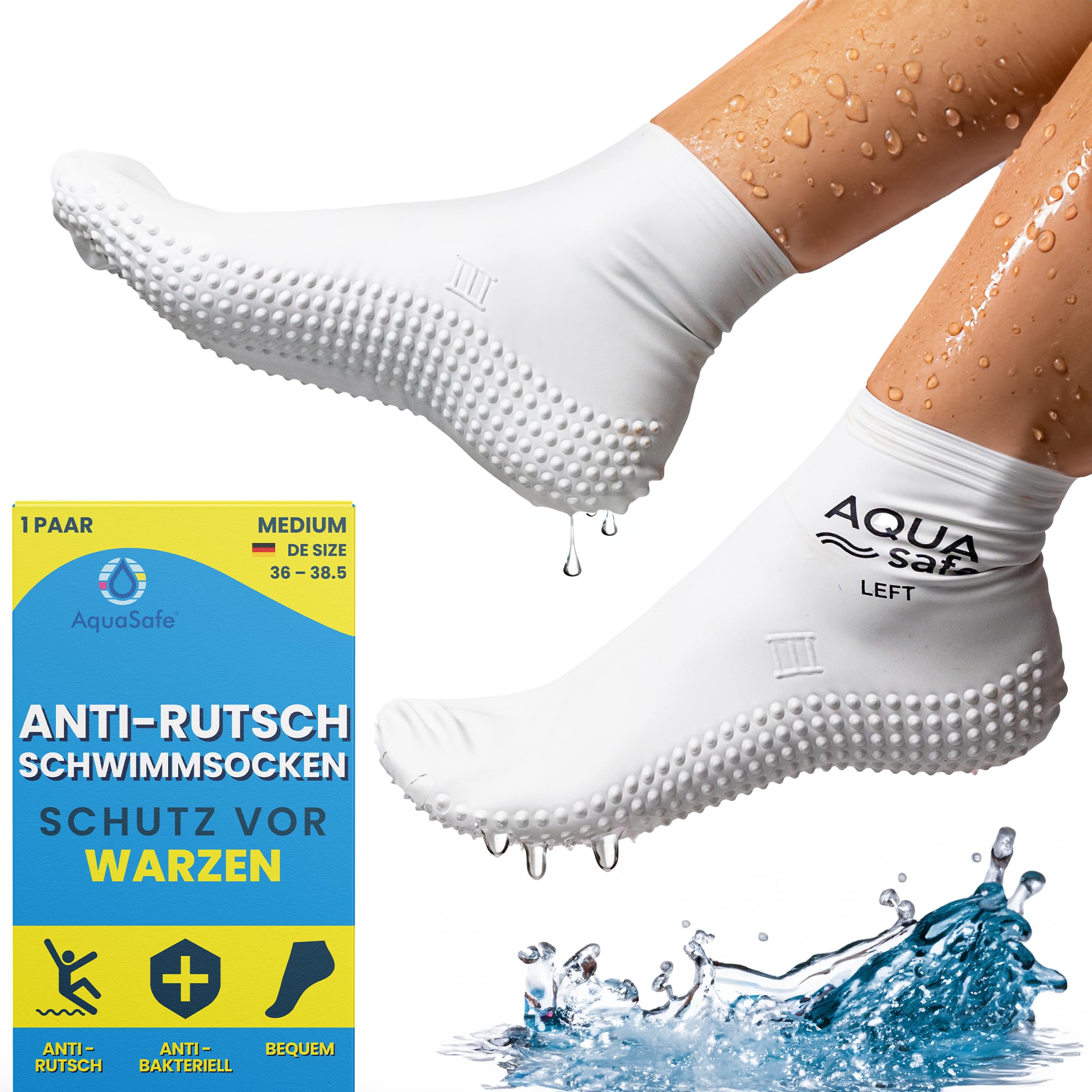 Aquasafe Guardsocks Unisex Schwimmsocken mit Verucca-Socken, weiß, Medium (Kids 36-38.5)