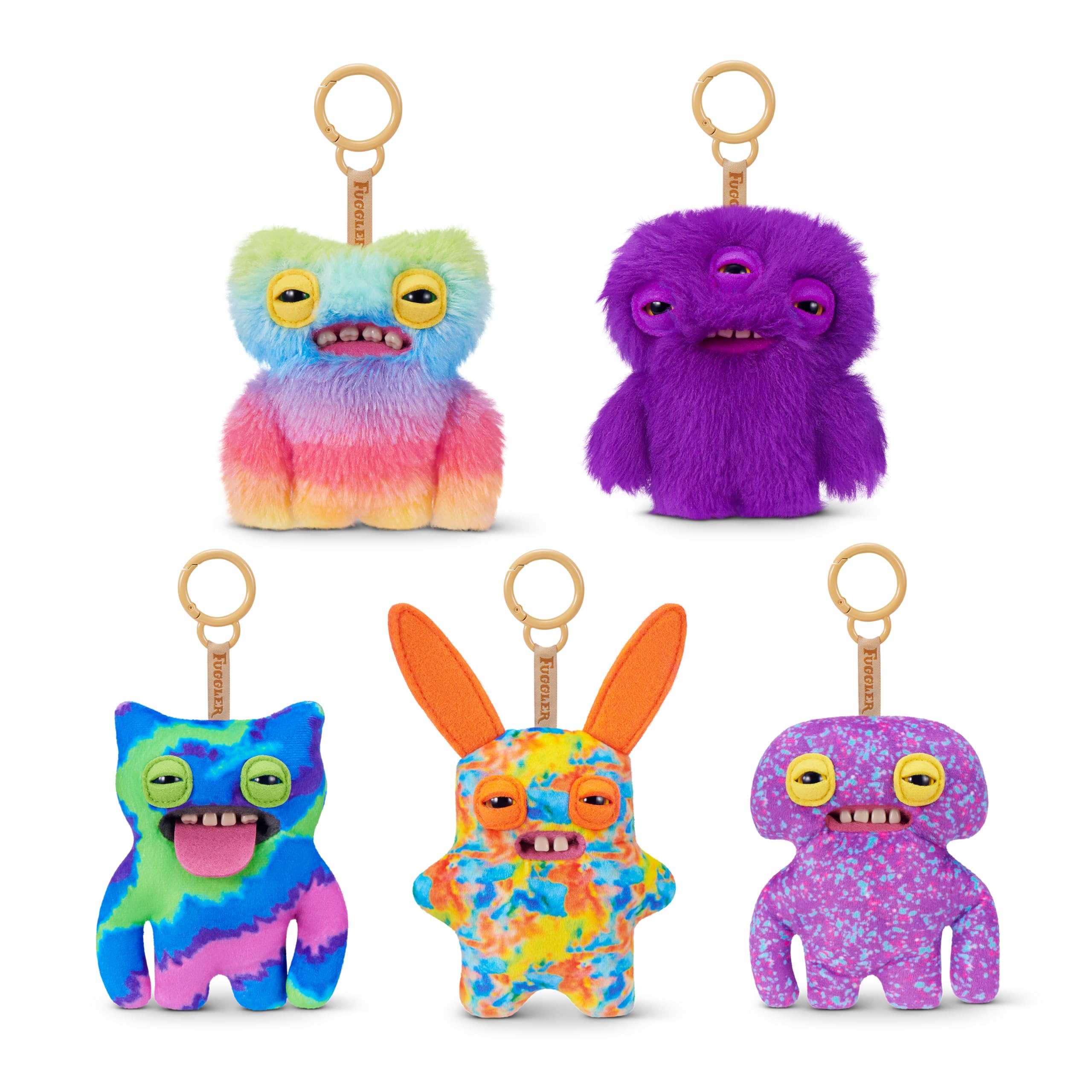 Fuggler 5-Inch Plush Keyring Series 6 5 Pack by ZURU – Funny Ugly Monster Collectible Stuffed Animal Key Ring for Kids, Tweens, Teens & Adult Collectors