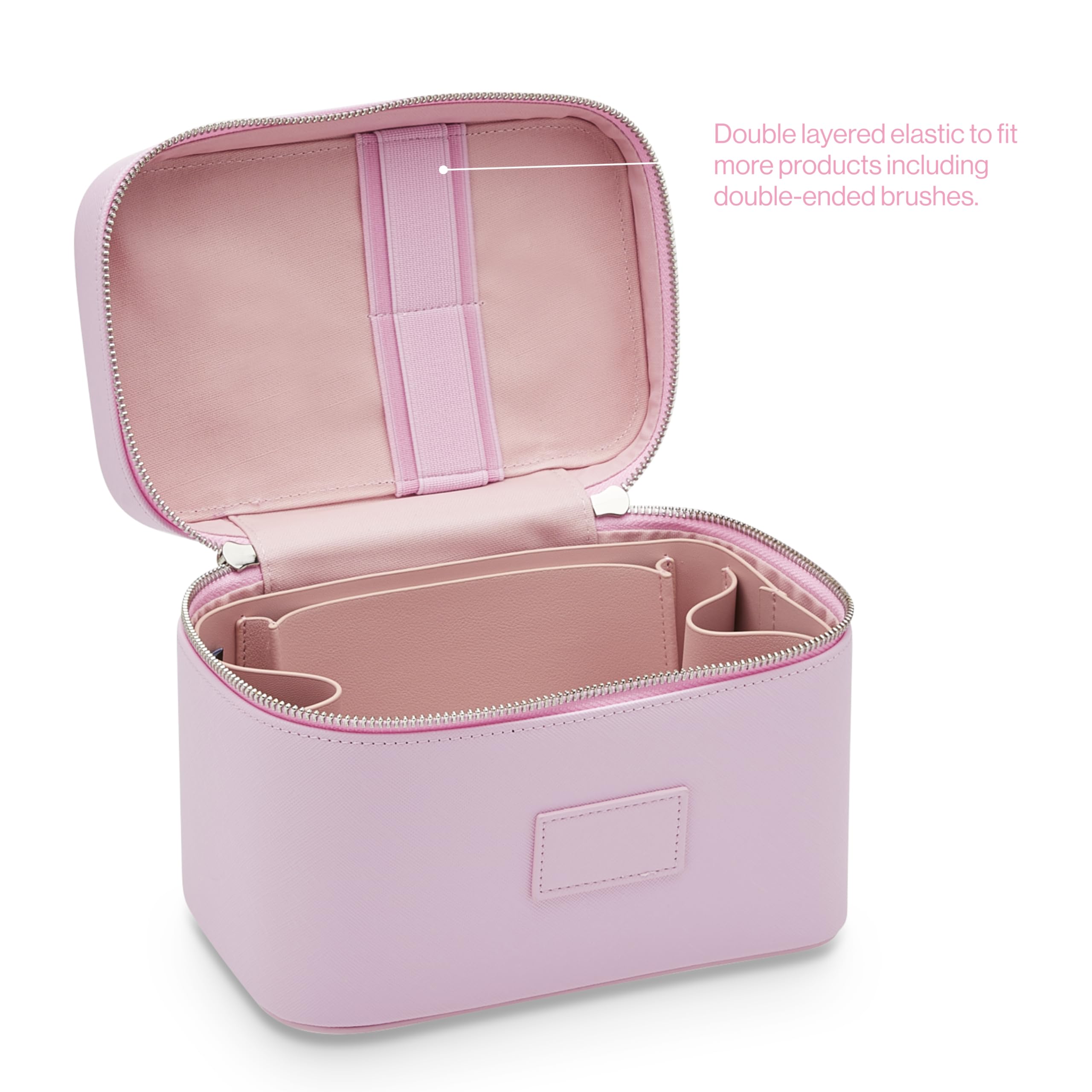 ETOILE - Mini neceser elegante organizador de maquillaje de viaje con separadores extraíbles, Lavanda, Mini estuche de viaje para cosméticos