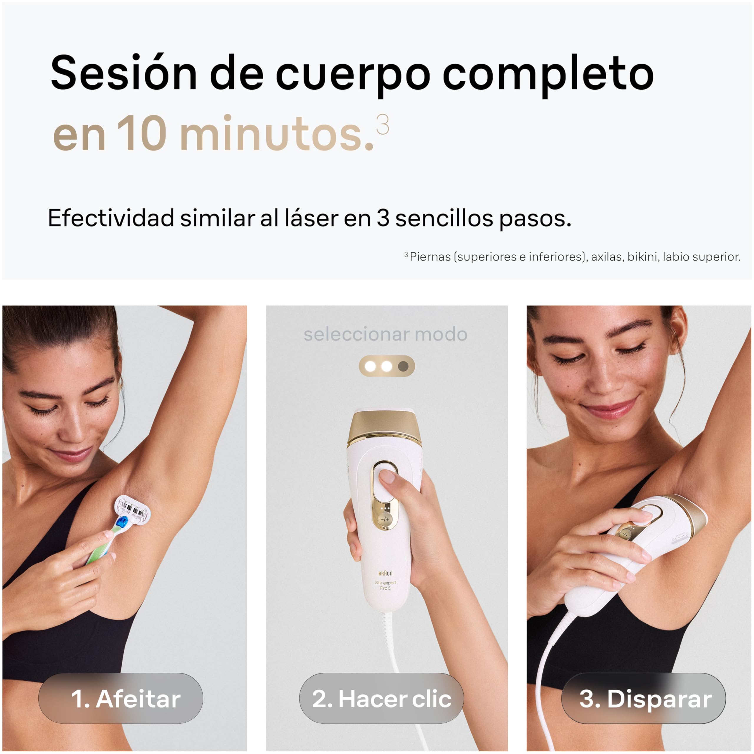 Braun Depiladora Luz Pulsada Silk-expert Pro 5, PL5140, Blanca/Dorada - Alternativa a Depiladora Laser, IPL Con Funda y 2 Cabezales Para Cara y Cuerpo, Eliminación Del Vello En Casa