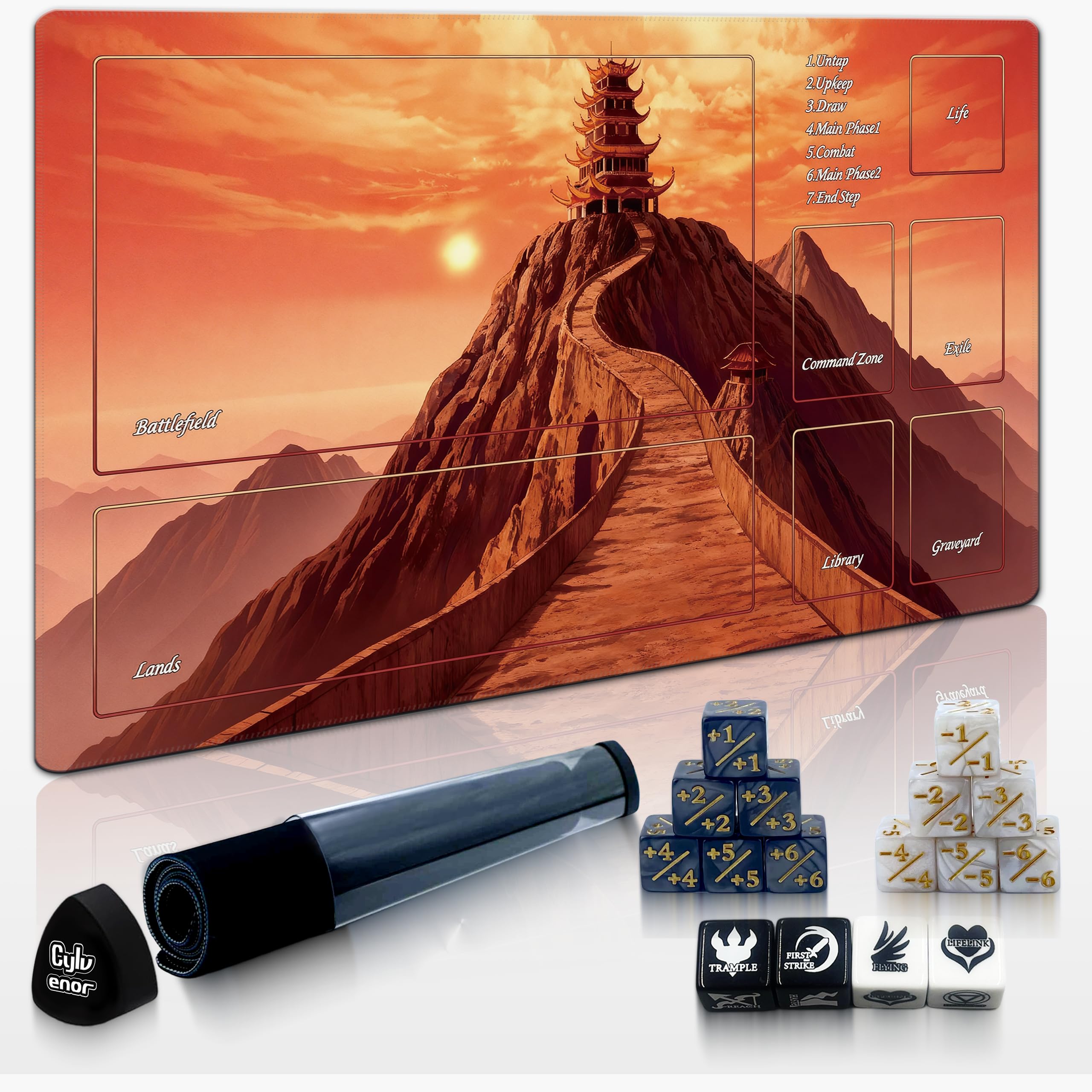 Cylvenor 24"x14" MTG Playmat with Storage Tube & 16-Piece Dice Set - Non-Slip Rubber TCG Card Game Mat, Stitched Edges Tabletop Gaming Mat (ATLA 03, ATLA Series) — image 1