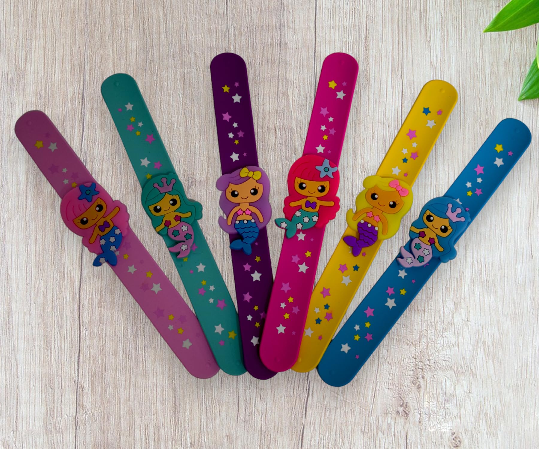 Asera Mermaid Theme Slap Band Bracelets Silicone Wristbands Party Supplies Kids Party Favors Decor Novelty Toy School Prize Gifts Children Goodie Bag Fillers (Mermaid 6 Pcs)