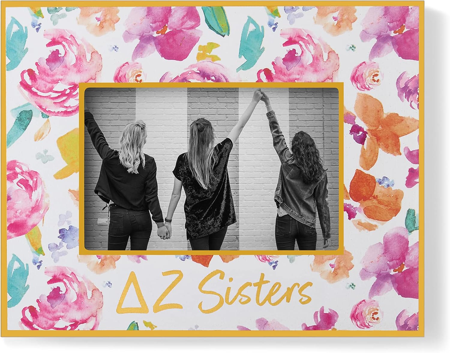 Sorority Shop Delta Zeta Sister Picture Frames with Cute Floral Design, for 4" x 6" Pictures, DZ Sorority Gifts, Big Little Sorority Gift, Delta Zeta Gifts for Women