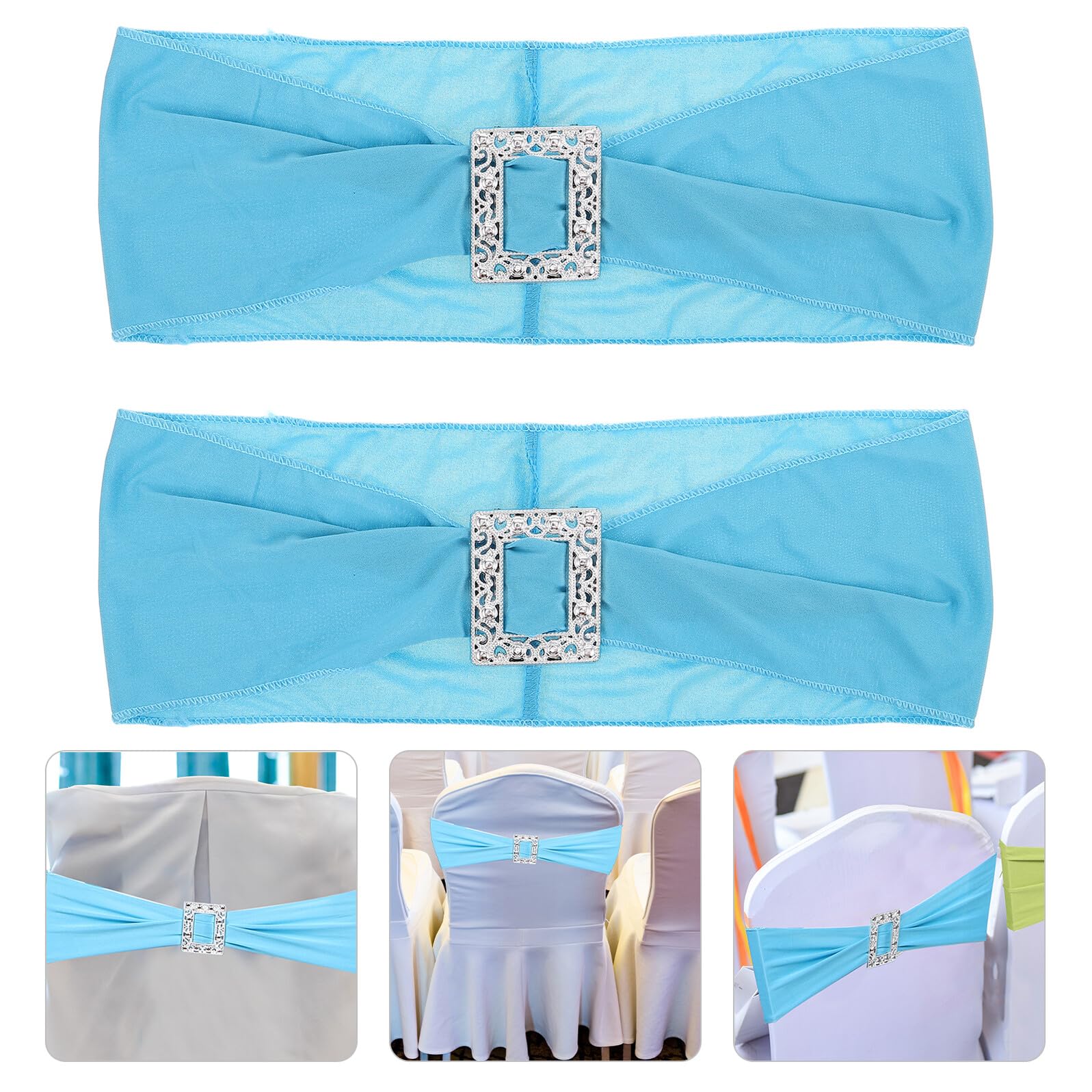 NUOBESTY 20 Stück Elastische Stuhlhussen mit Schmetterlingsschleife Rechteckige Stuhllehnenbezüge aus Polyester Passend für Hochzeiten Bankette und Partydekoration Sichere