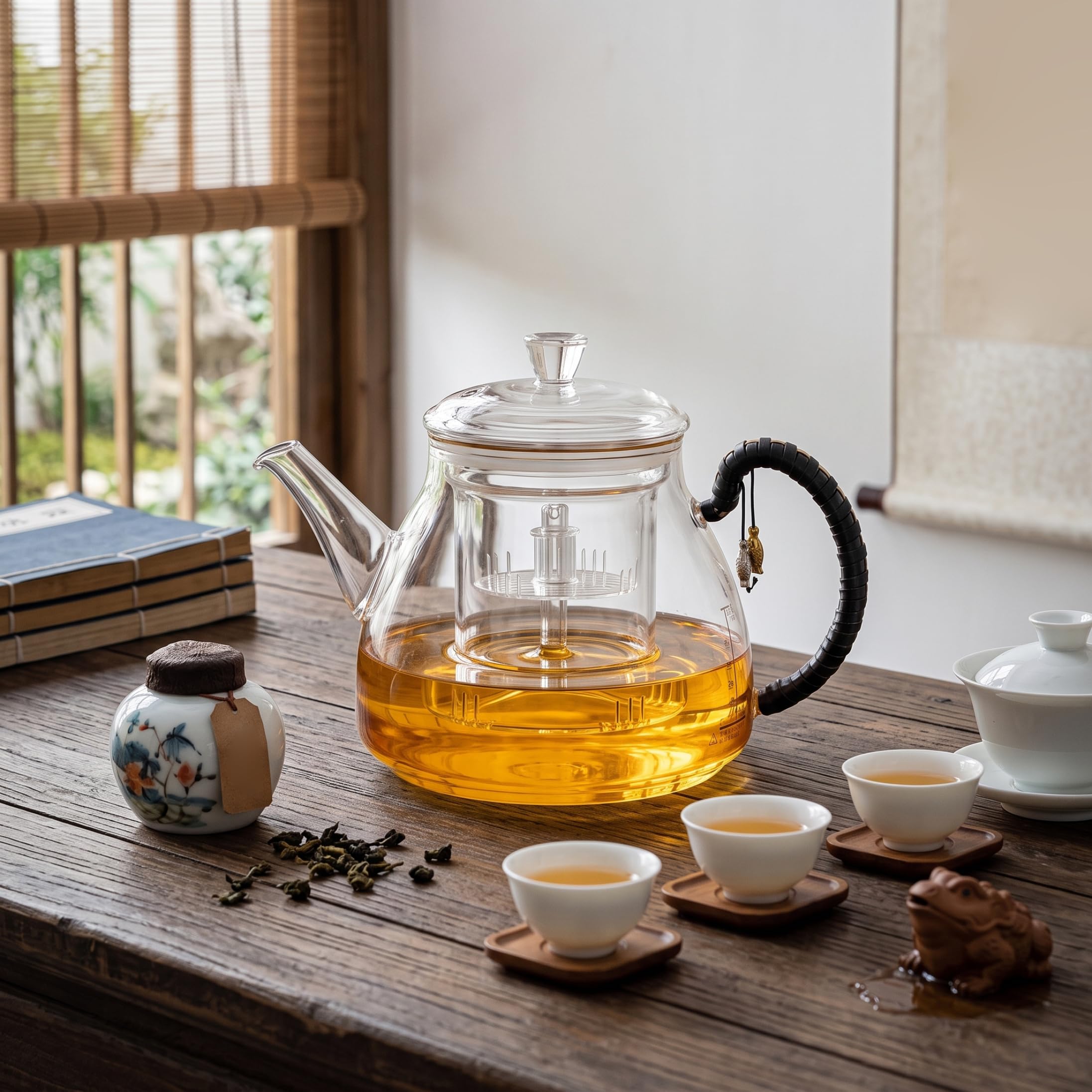 Teiera in vetro con infusore 2 in 1 Bollitore per piano cottura da 1200 ml