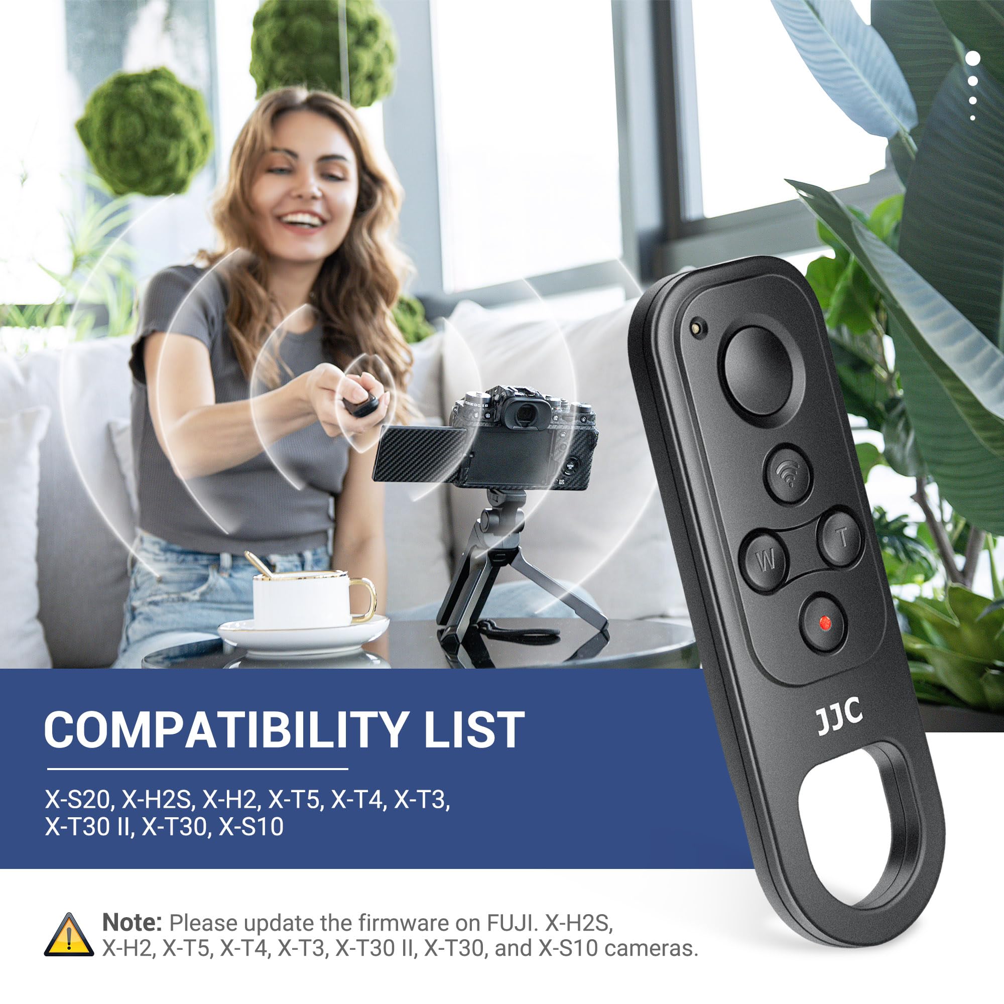JJC Telecomando wireless Bluetooth per Fujifilm X-E5 X-M5 X-T50 X100VI X-S20, X-H2S, X-H2, X-T5, X-T4, X-T3, X-T30 II, X-T30, X-S103 – sostituisce per treppiede FUJI TG-BT1