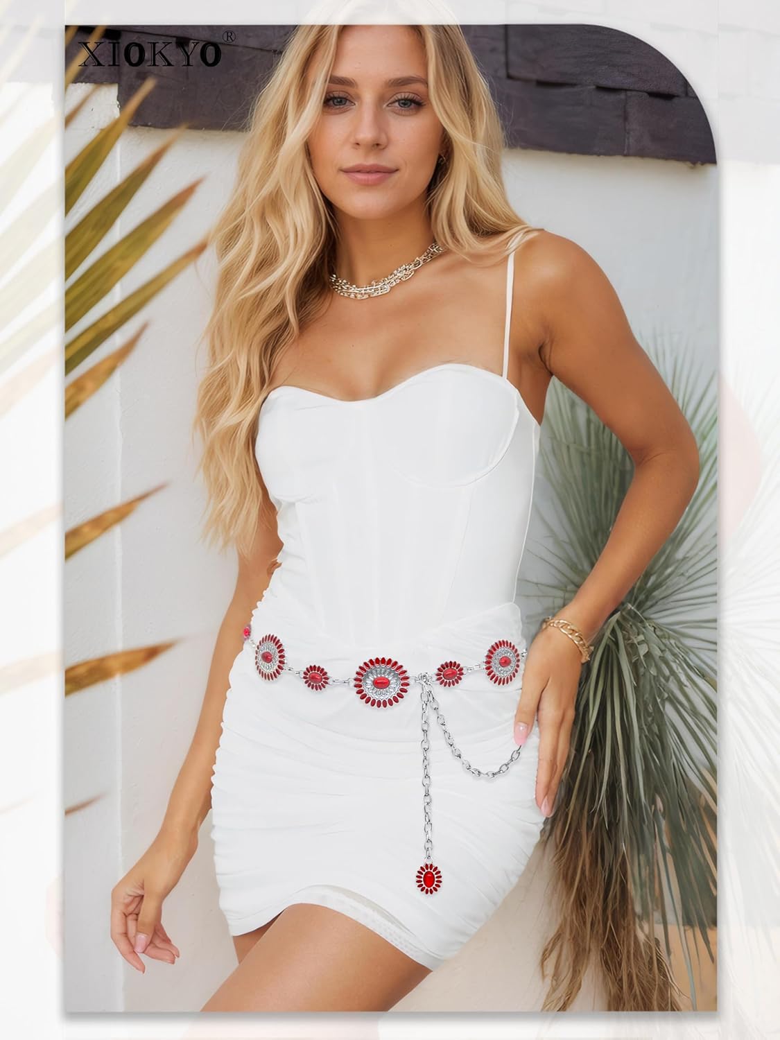 Turquoise Belt Western Chain Belt Cowgirl Country Silver Metal Concho Belts Women Jeans Dresses - Image 7