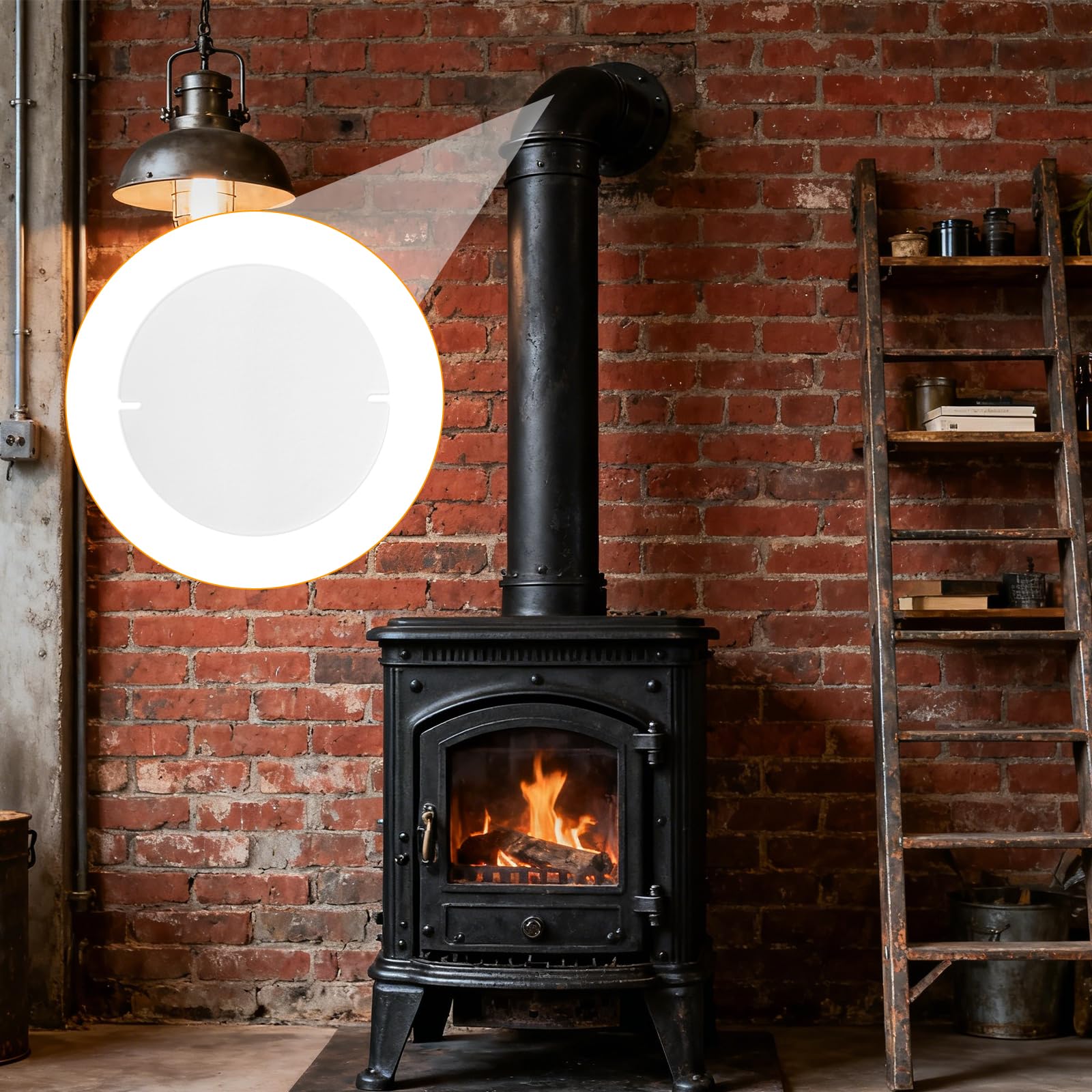 Kamin Dichtung 5 Stück Ofenrohr Abdichtung, Hitzebeständige Flachdichtung Ø155mm zuschneidbar Ofenrohr Klappe für Rauchrohr Reinigungsöffnung bis 1000°C für Schornstein, Werkstatt, Haushalt