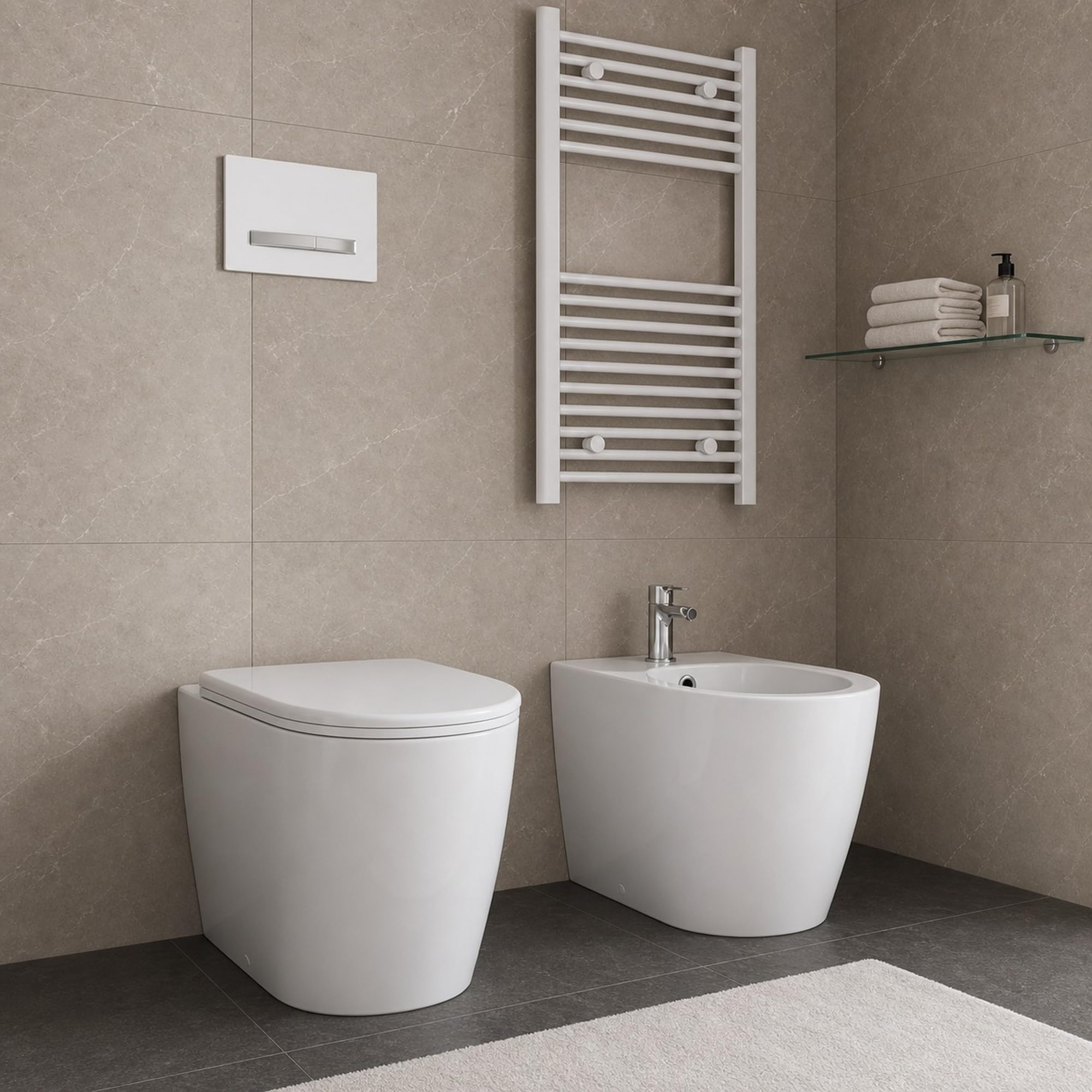 Giunone Bidet in Ceramica, Finitura Lucida, Bianco Lucido, a Pavimento Filo Parete