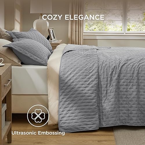 Vista 66 de Bedsure - Juego de colcha tamaño individual extralargo, ultrasónico suave, diseño de trébol, colcha ligera para todas las estaciones