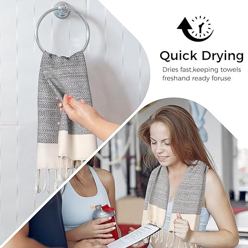 Vista 73 de cabanana Toallas de mano para baño, paquete de 2, 20 x 30 pulgadas, 100% algodón, toallas de mano turcas, superabsorbentes y de secado rápido