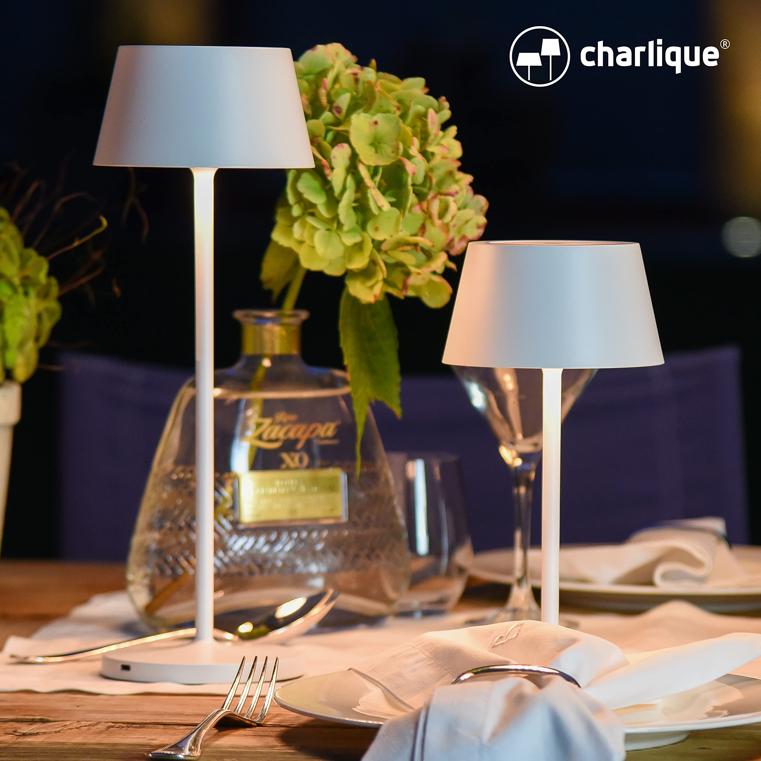Dinner Light 2 mini - Lampada da tavolo LED senza fili, ricaricabile con USB, colore bianco – dimmerabile – con una batteria extra potente – per interni ed esterni
