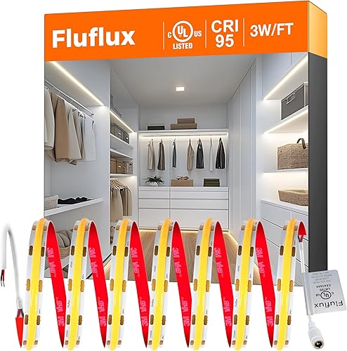 Miniatura 13 de Tira de luces LED COB de color blanco cálido 3000K, cinta de luz premium CC 24V con fuerte cinta adhesiva VHB de 3M, CRI 95, certificación UL,