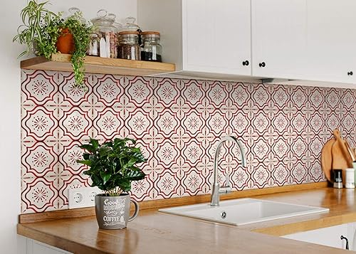 Miniatura 8 de Mi Alma Calcomanías para azulejos de la colección Ruby Red para chimenea, juego de 24 calcomanías para azulejos en muro, calcomanías de baño, idea