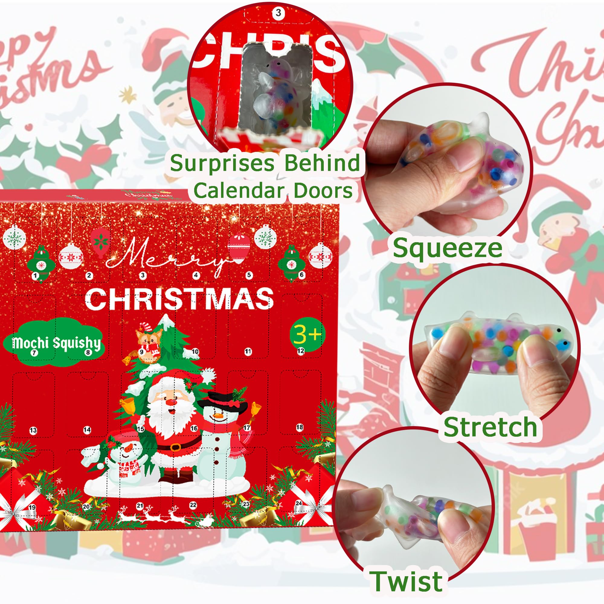 Calendrier De L’Avent Kawaii Squishy – 24 Surprises En Mousse Mochi, Noël 2024, Anti-stress, Cadeau Enfants