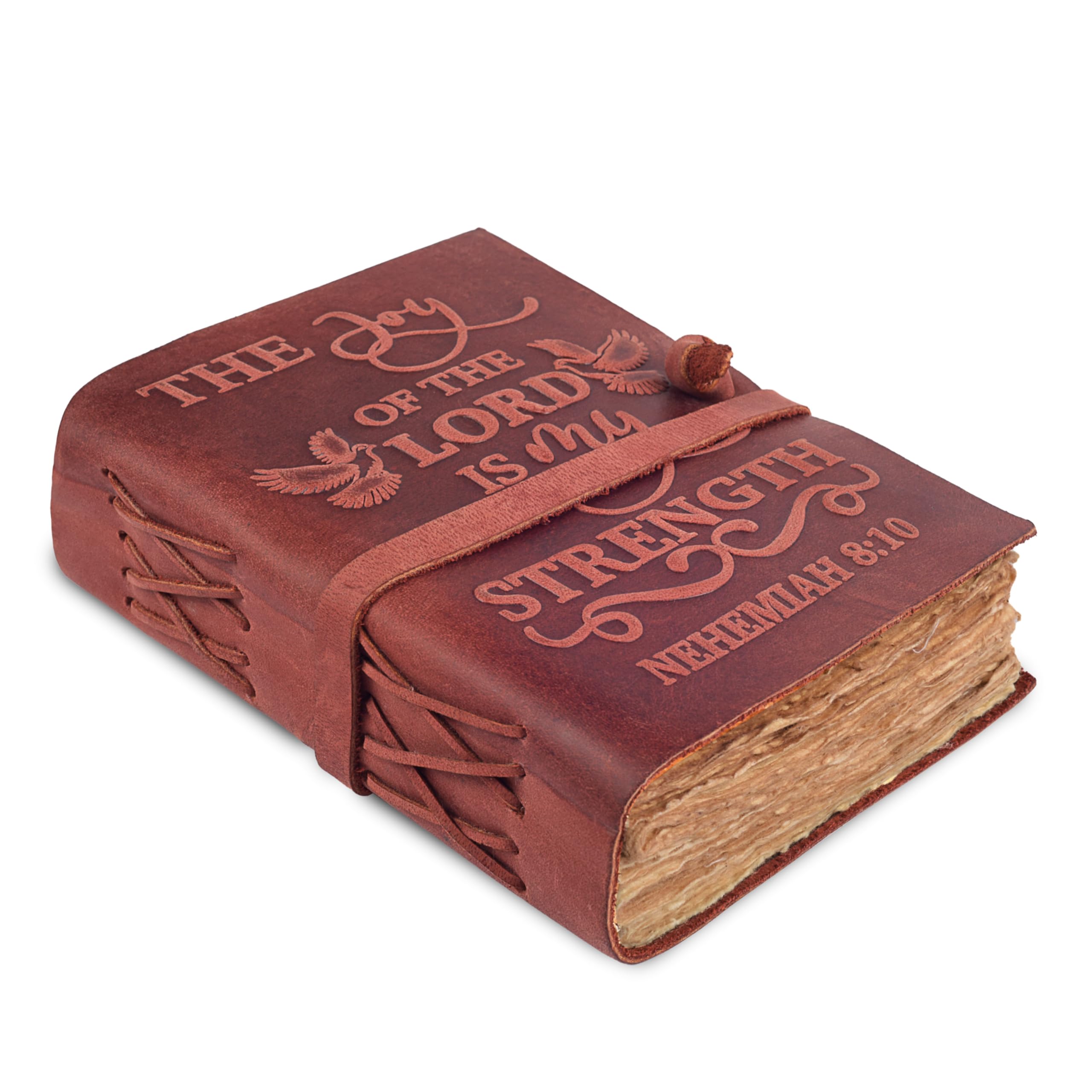 LEATHER VILLAGE Leather Bound Vintage Bible Journal – 200 Pages Handmade Antique Christian Prayer Embossed Journal for Men & Women – 200 GSM Deckle Edge Watercolor Paper – 7x5 Inch, Fuchsia