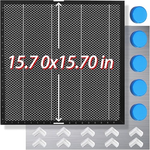 YOOPAI Cama láser de panal de abeja de 15.748 x 15.748 in, mesa de trabajo con panel de aluminio para cortador láser, accesorios de grabador,