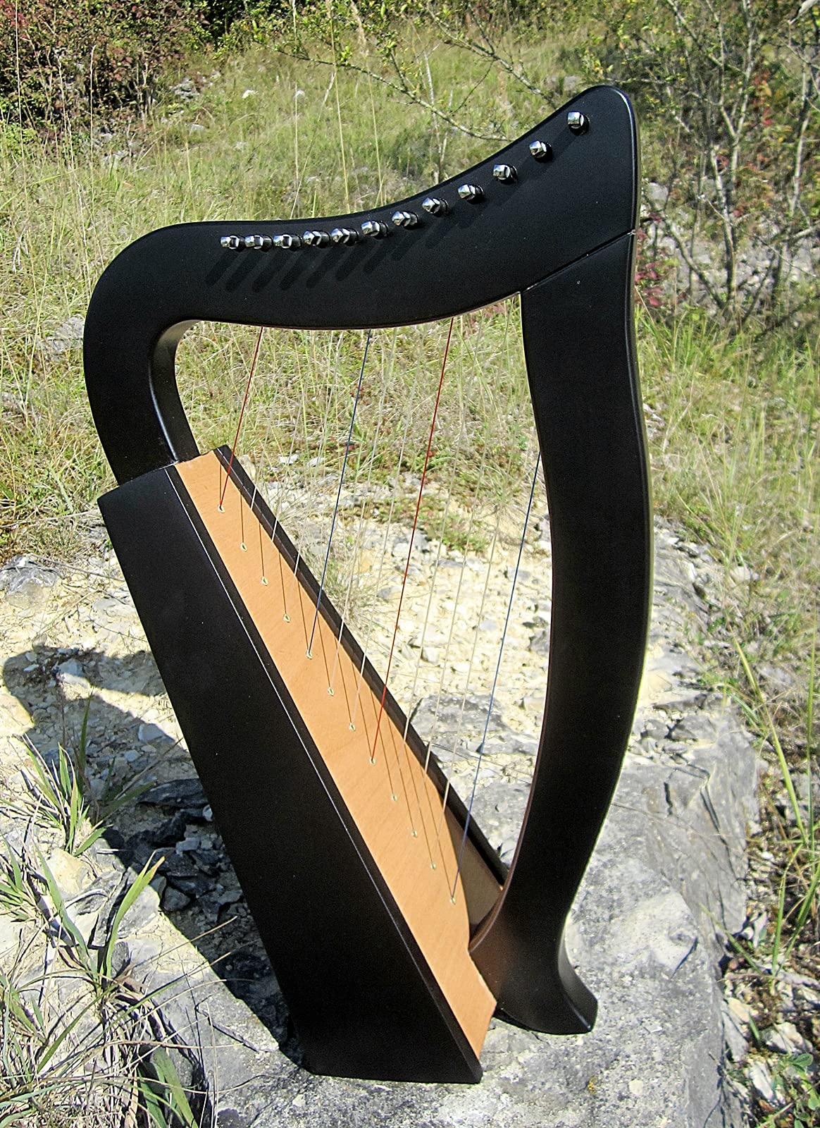 Irisch Keltische Kinder Harfe Harp 12 Saiten aus Buche schwarz