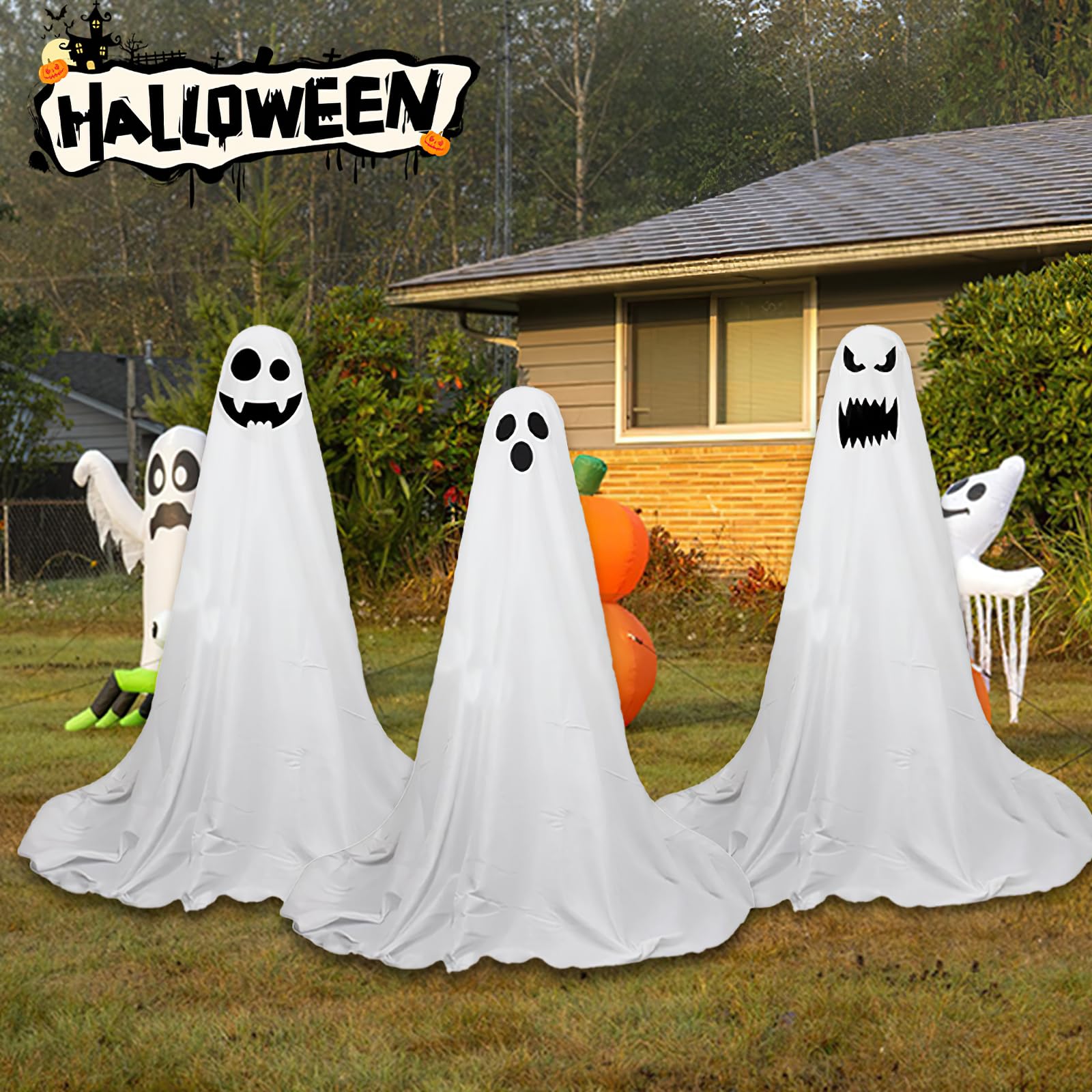 Schwebende Geister Lichterkette - 152cm Halloween Dekoration Für Garten & Haustür