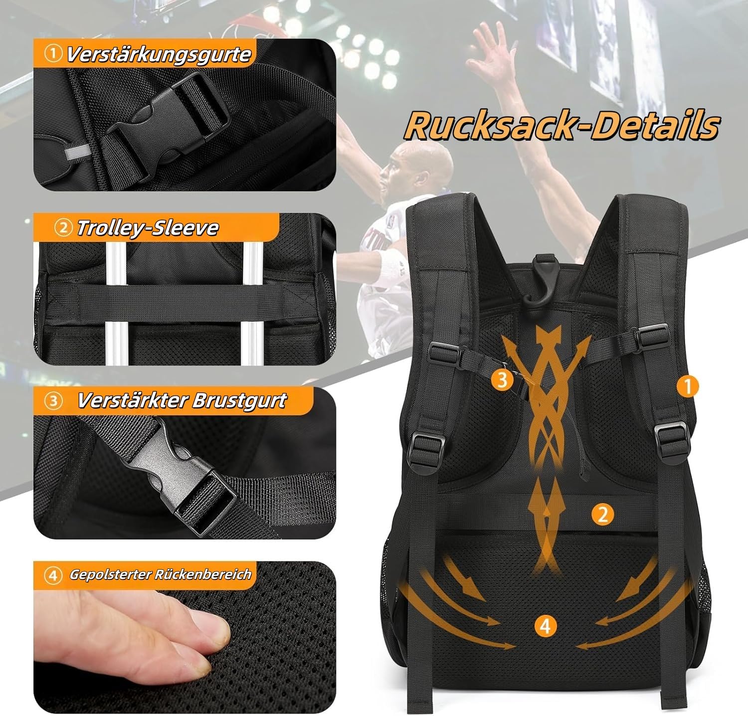 Zaino Multifunzionale 40L Uomo per Trekking, Laptop, Business e Scuola