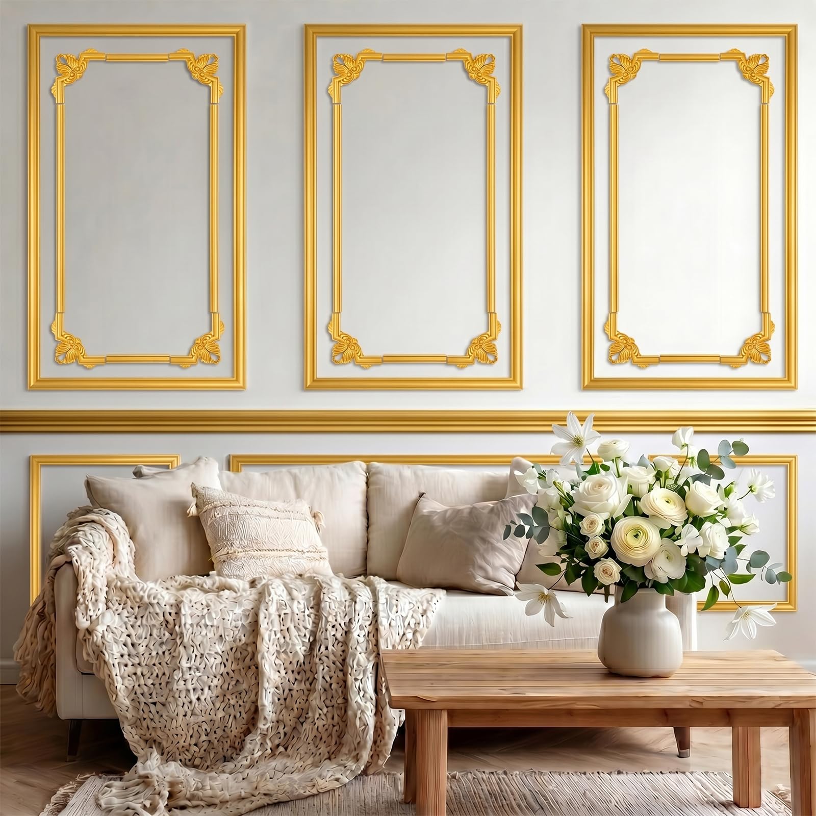 PVC Modanatura Adesiva per Pareti Flessibile per Soffitto Mobili Interni Gold,15m