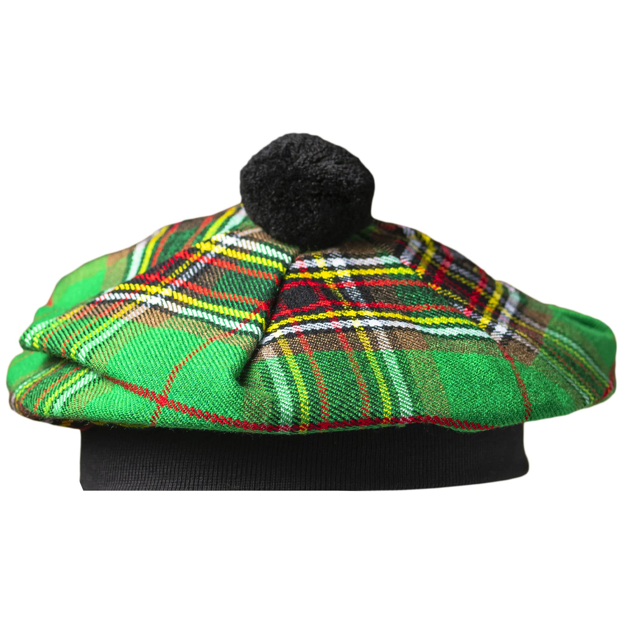 Scottish Tam O’ Shanter Hat Tartan Bonnet Pom Pom Wool Flat Cap One Size
