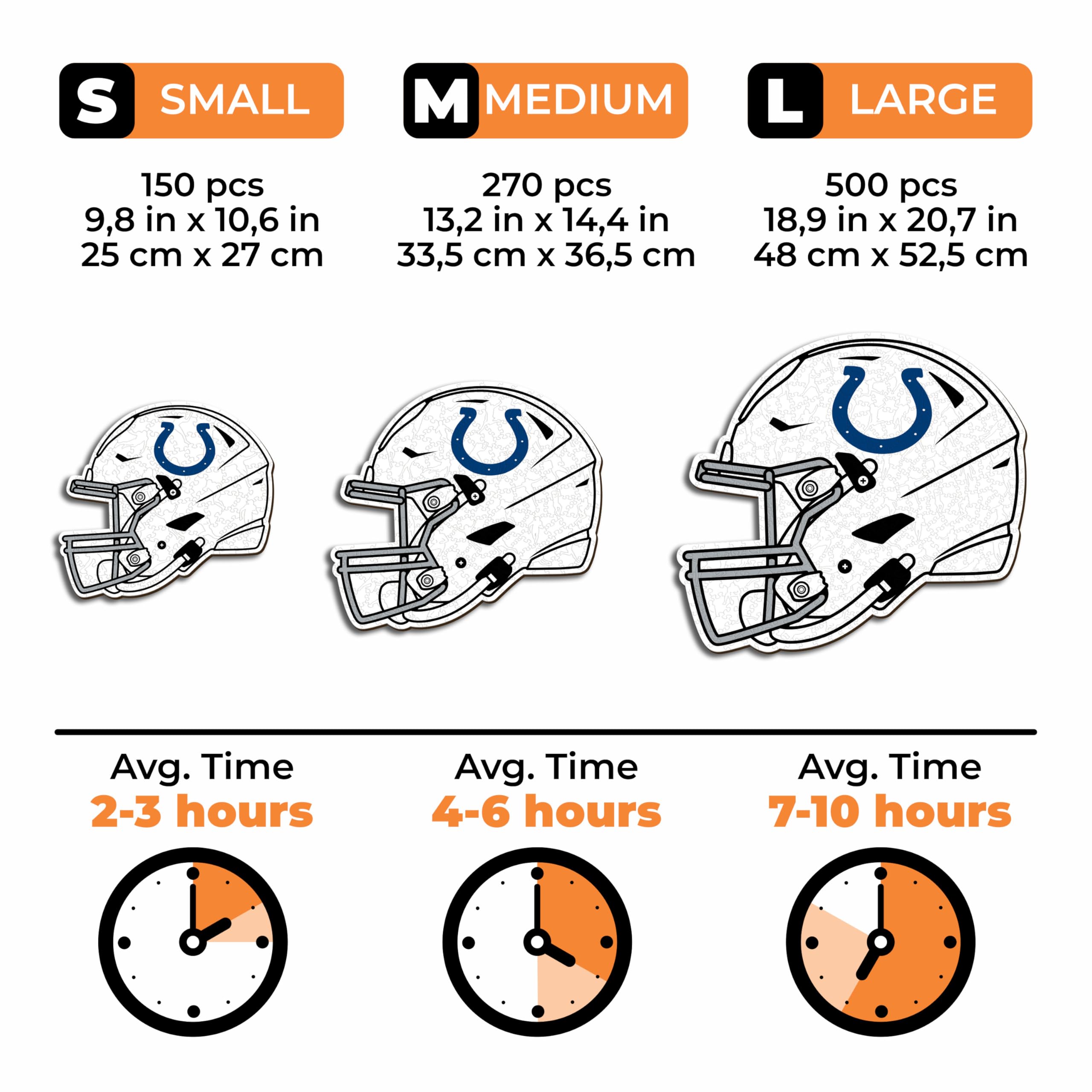 Iconic Puzzles - Indianapolis Colts Oficjalnie Licencjonowany NFL Drewniany kask Jigsaw Puzzle w 100% zrównoważony, prezent dla dorosłych i dzieci, rozmiar L, 500 sztuk