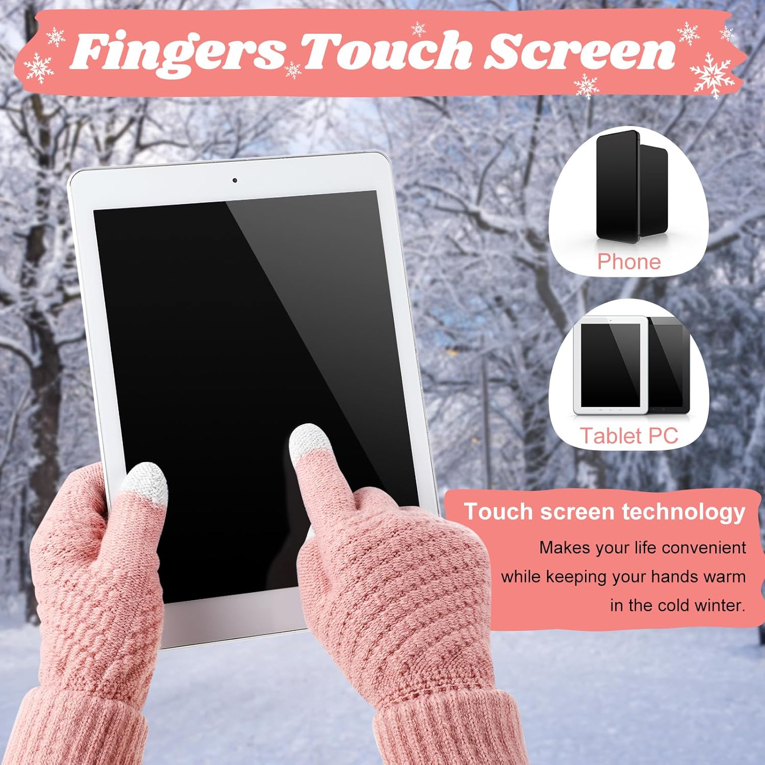 JenPen 4 Pcs Winter Hat Scarf and Gloves Set for Women Include Ear Cover Cold Weather Scarf Hat Knit Beanie Gloves - Image 4