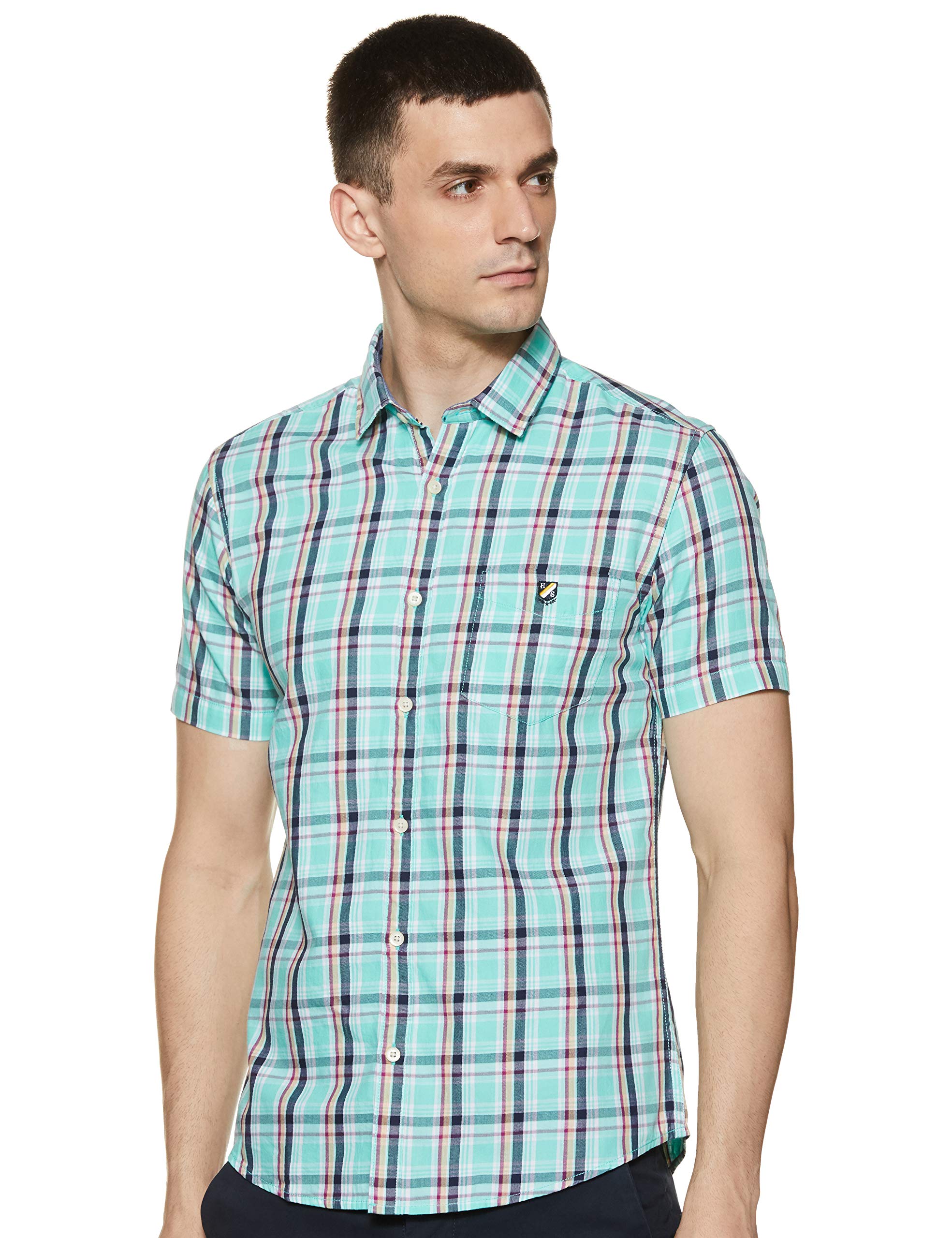 Amazon Brand - House & ShieldsMen's Checkered Regular Casual Shirt (SS20-H&SCSRE-01)