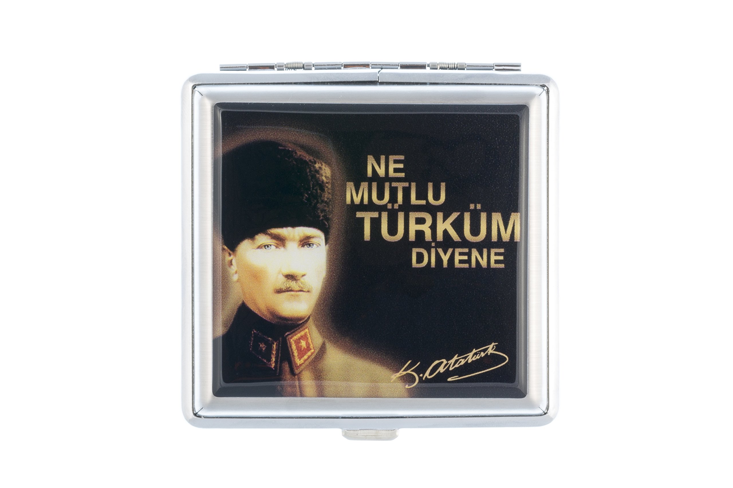 Gök-Türk"Gök-Türk Cigarette Case Cigarette Box Container Mustafa Kemal Atatürk 'Ne mutlu Türküm'