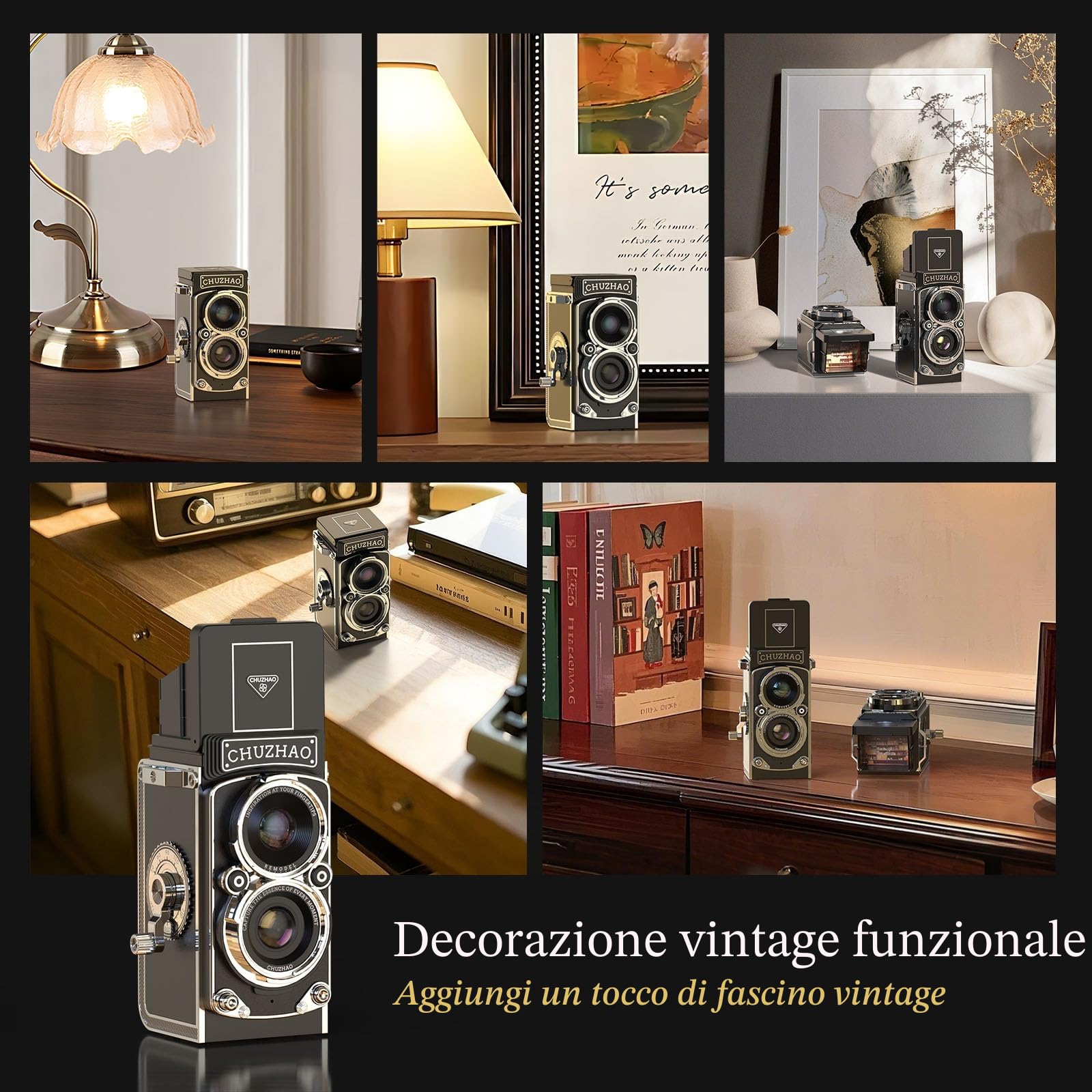 CHUZHAO Fotocamera Vintage Digitale 1080P 12MP FHD Autofocus Macchina Fotografica Digitale Compatta, Mini Fotocamera Retro con Scheda di Memoria Micro 16G, Principianti, Adolescenti, Adulti