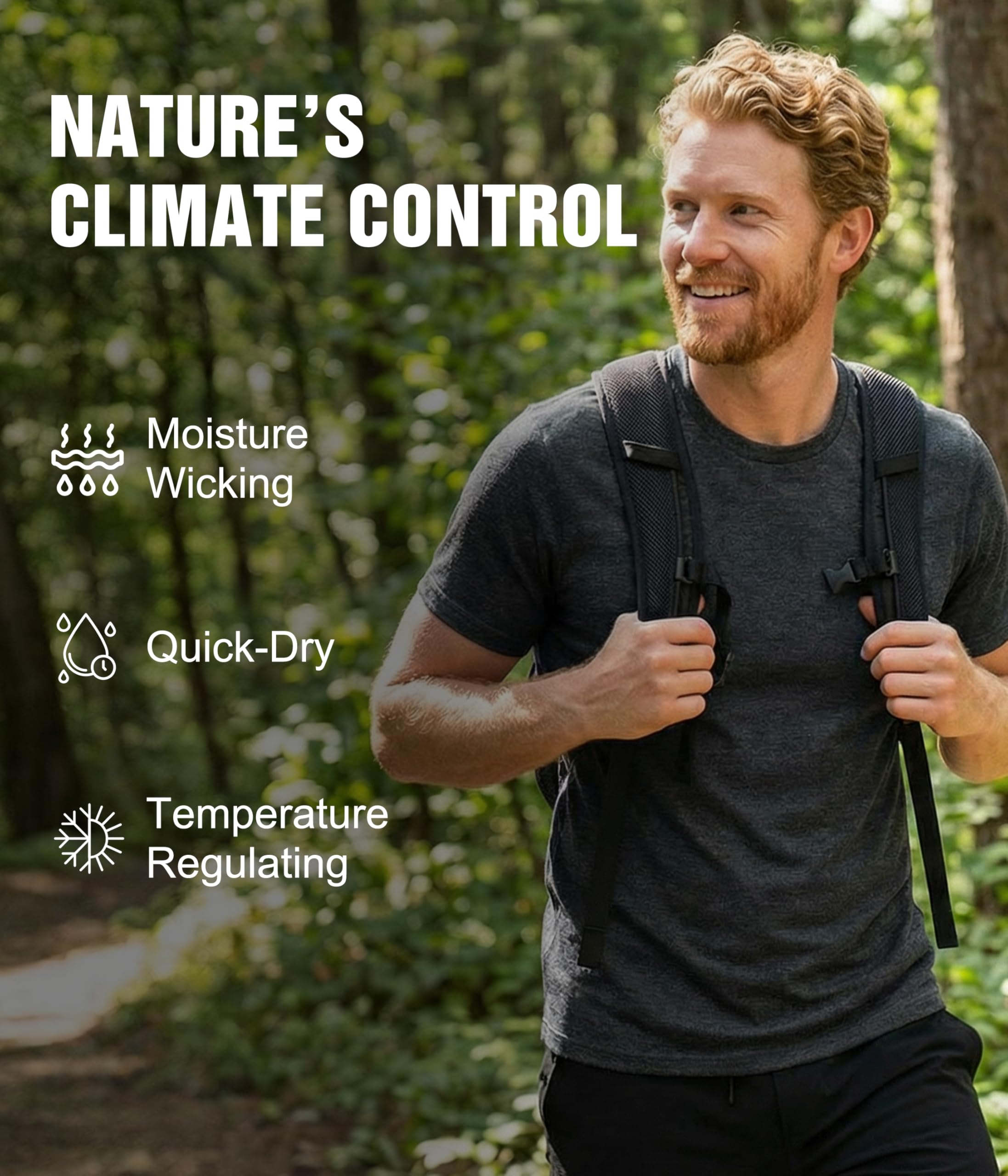 2er Pack Merino Shirt Herren Kurzarm,100% Merinowolle Unterwäsche, Atmungsaktiv Leicht Unterhemd Herren,Weich Thermooberteile für Wanderungen (Dunkelgrau,L)