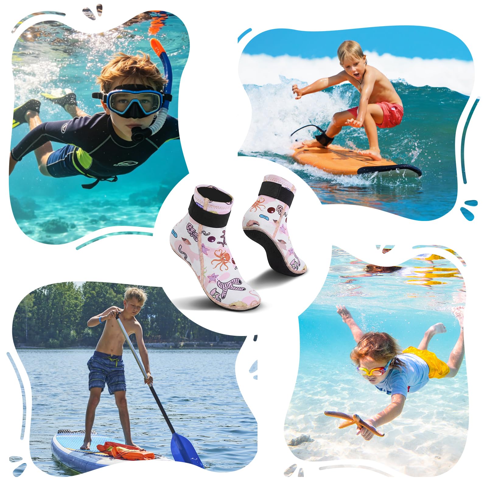 Calzini da nuoto in neoprene per ragazze e ragazzi, calze subacquee per sport acquatici, scarpe antiscivolo, scarpe da surf, piscina, vacanze indispensabili