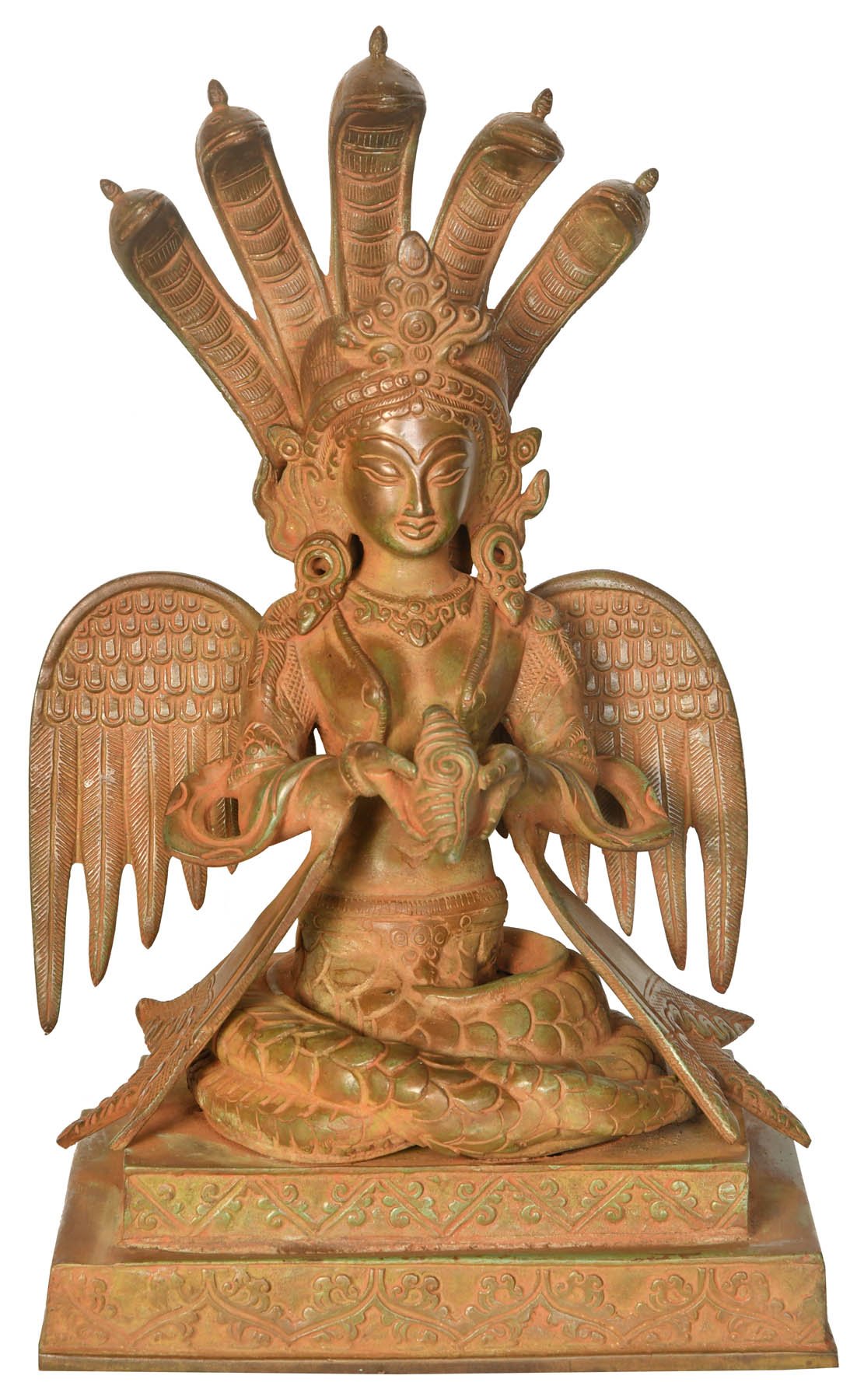 Statue Naga-Kanya laiton Exotic India sculpture femme serpent