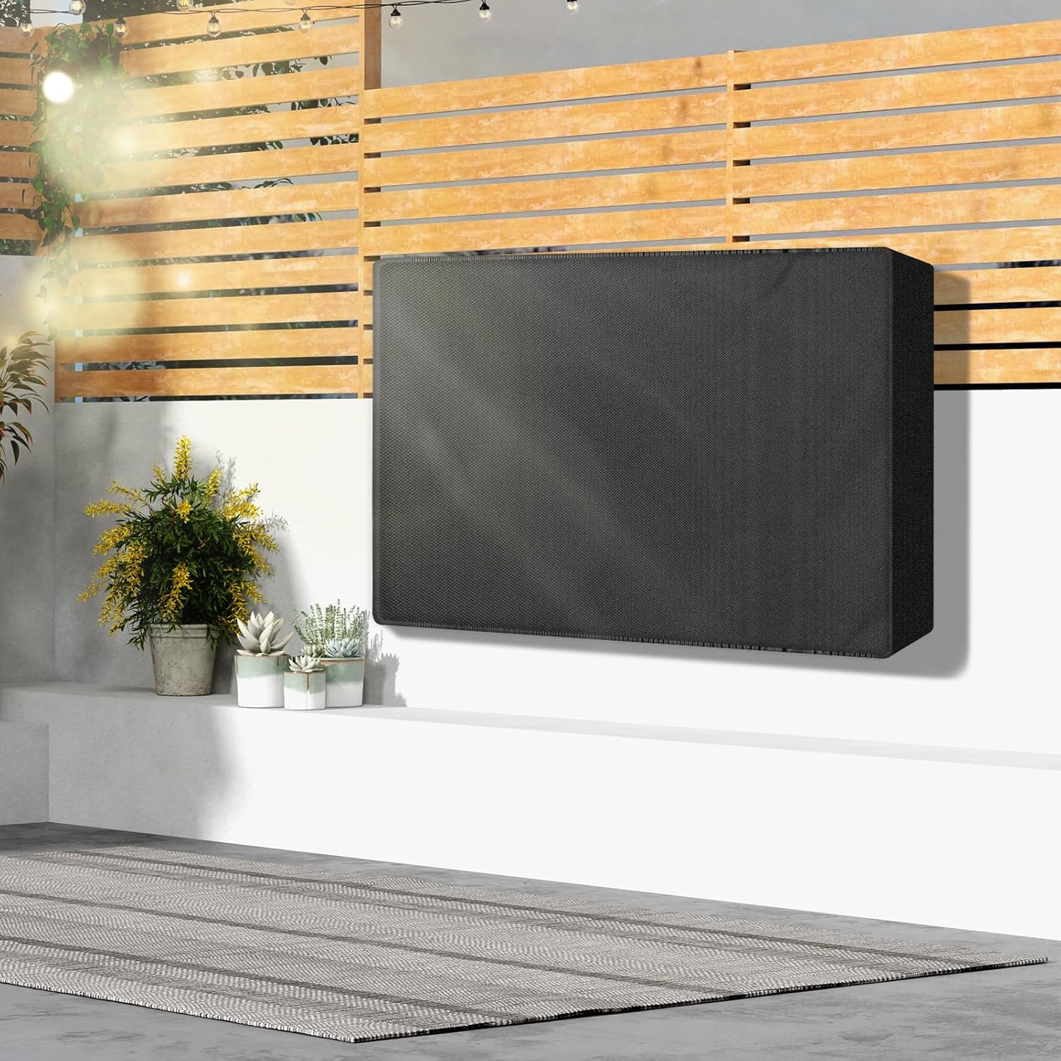 Outdoor TV Cover 60 to 65 inch Weatherproof,600D Waterproof Full Protection TV Outdoor Covers for Outside Flat Screen TV, Black, Cover Size 58''W x 37''H x 5"D, Fit for Standard Mounts and Stands