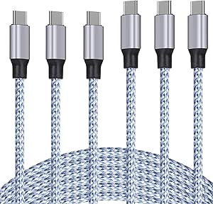 USB C Charger Cable Cord 3pack 6ft Best New Nylon Braided USB c to USB c 60W Fast Charger Cables，Compatible with iPhone 17 16 15/Pro/Plus/Pro Max/iPad Pro/iPad Air/iPad/Galaxy S23/S22/Switch etc