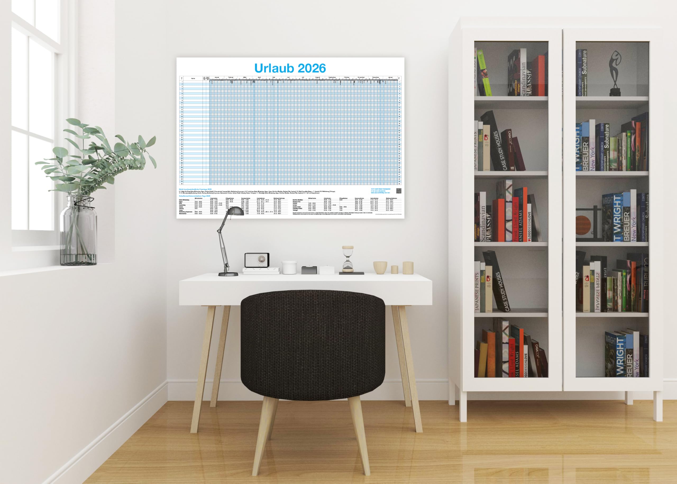 Planificador De Vacaciones XXL 2026 - DIN A1 (59.4x84.1 Cm), Para Hasta 45 Empleados, 13 Meses