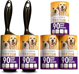 Lint Rollers Value Pack of 450 Sheets / 5 Refills, Sticky Roller, Lint Remover for Dog, Cat, Pet Hair, Lint Rollers for Clothes, Carpet, Couch, Furniture, Car Seats White