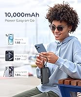 Vista 7 de Cargador portátil de 22.5 W con cable USB-C integrado y enchufe de pared, cargador de batería USB C de carga rápida de 10,000 mAh, paquete