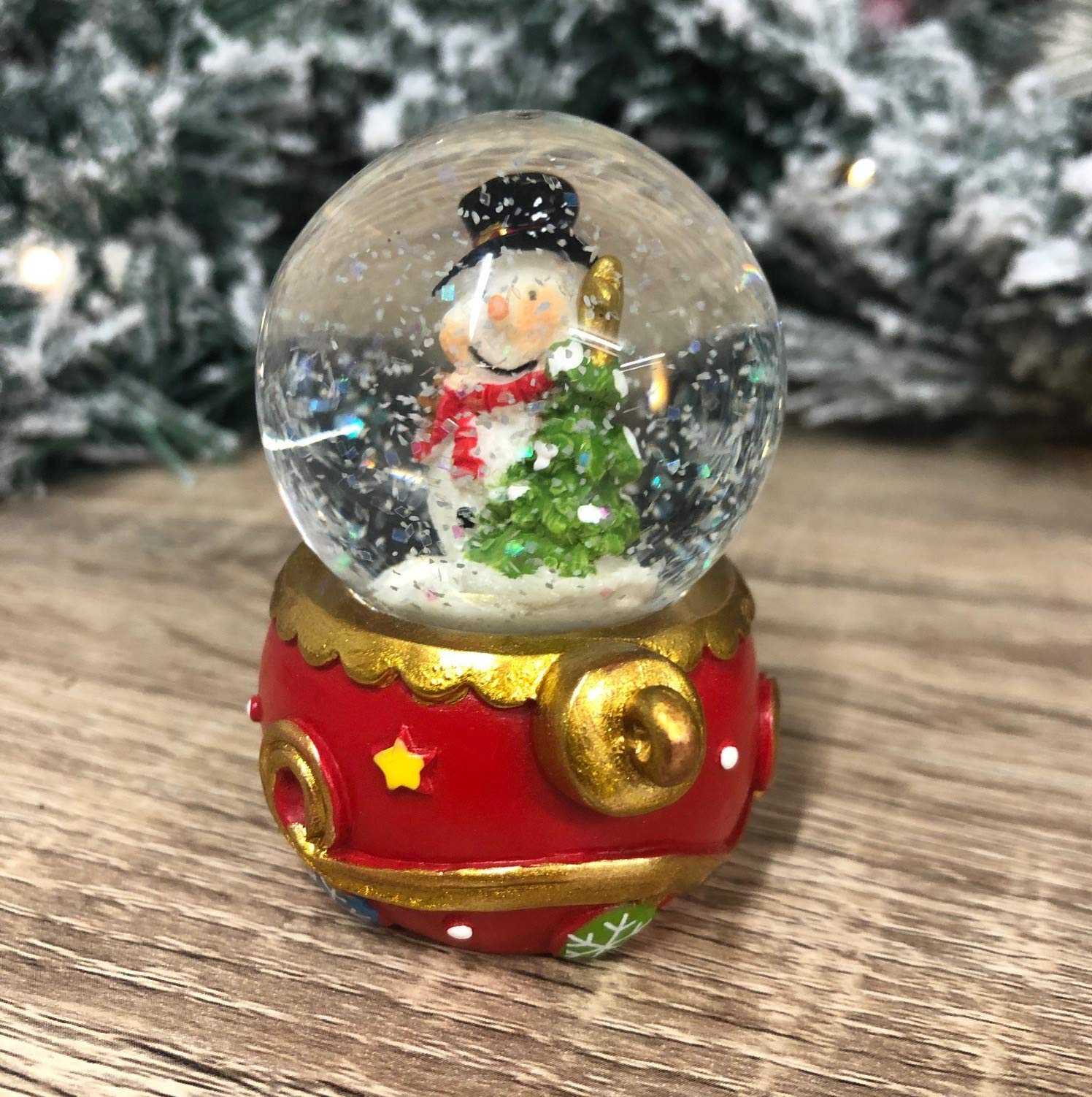 Mezzaluna Gifts Santa or Snowman Small Christmas Snow Globe Xmas Decoration (SNOWMAN & TREE)