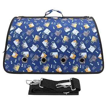 Pet Carrier, Waterproof and Durable 8 Hole Openings Foldable Flat Design Puppy Outdoor Carrier Effectively Preventing Deformation for Outdoor(S, Dark Blue Kitten)