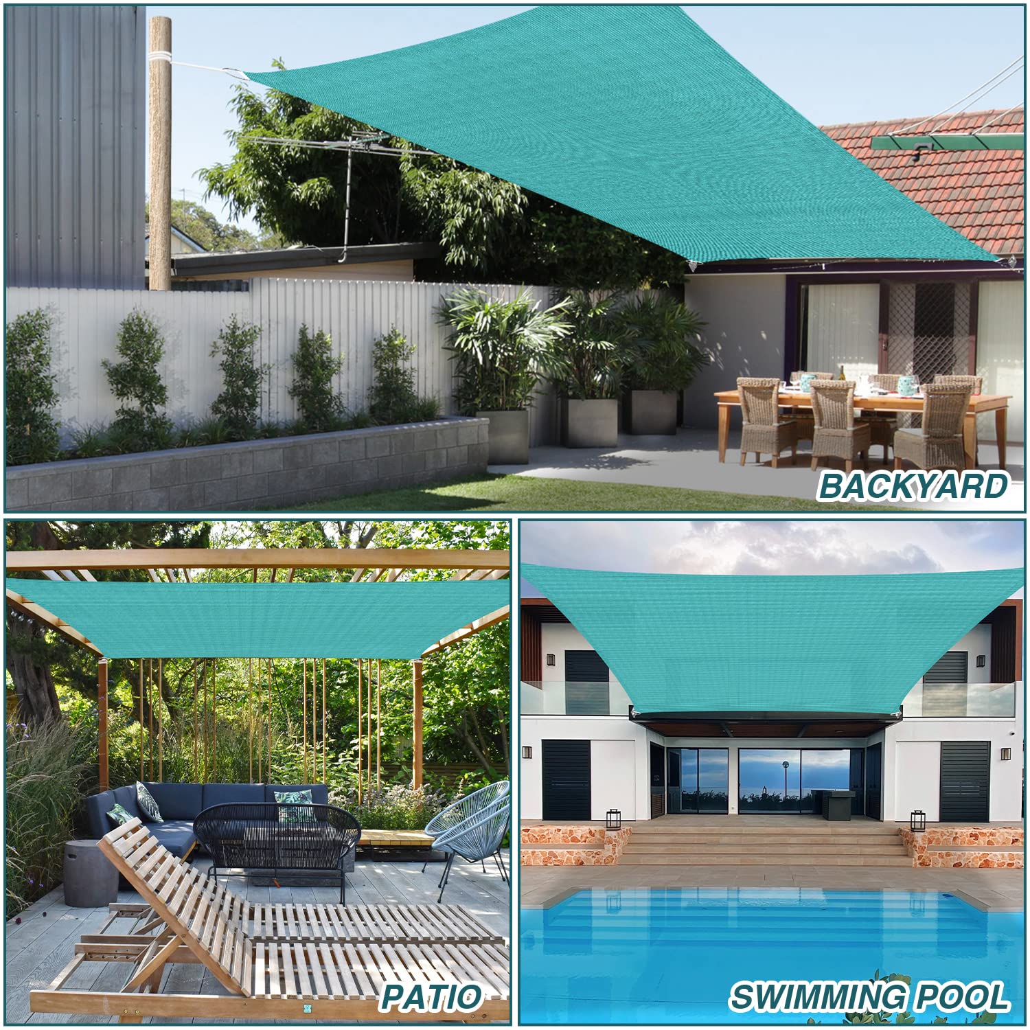 Snapklik.com : ECOOPTS 16x20 HDPE Sun Shade Sail Rectangle Canopy ...