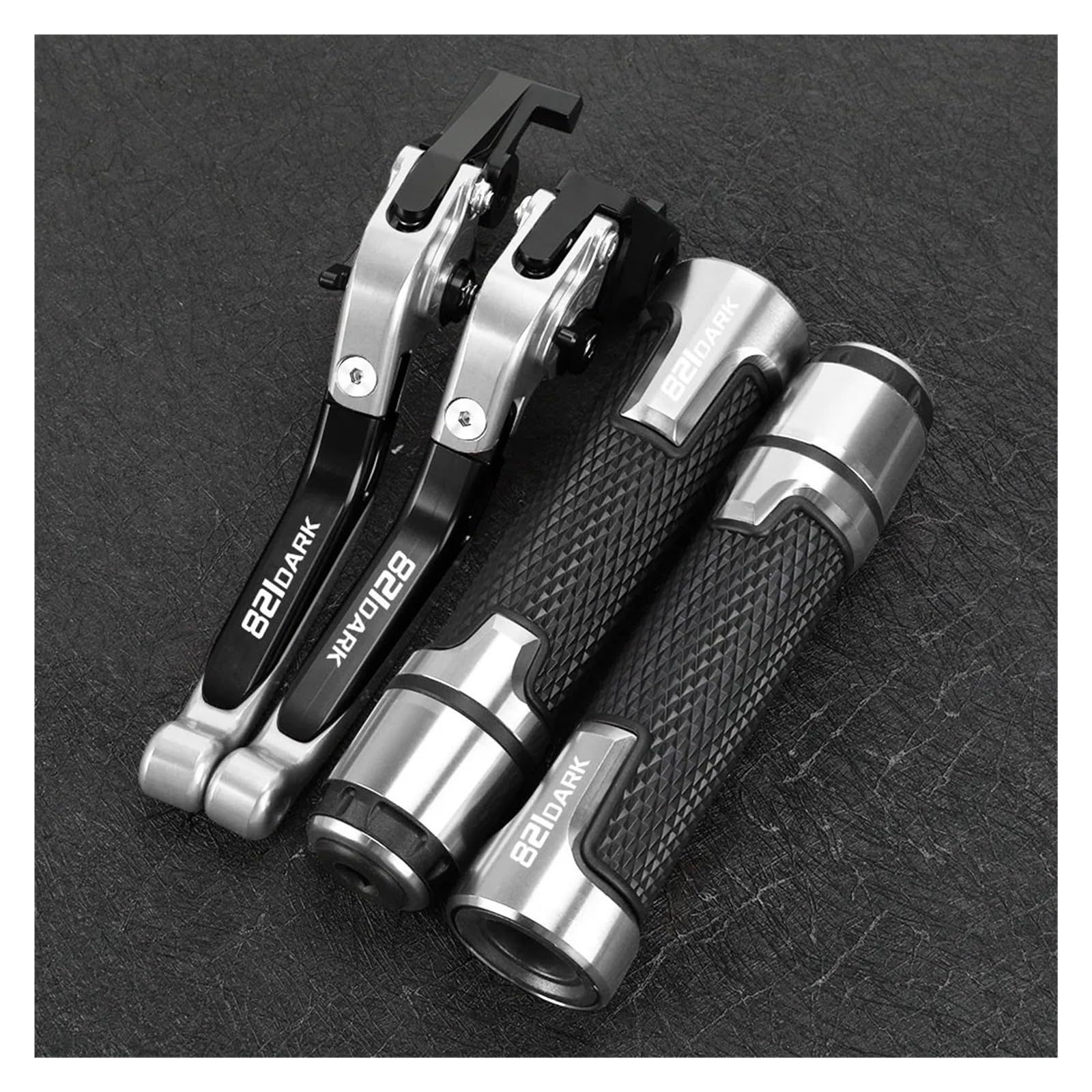Regulowane dźwignie sprzęgła hamulca CNC z aluminium, nieoryginalne uchwyty sterujące motocyklem kompatybilne z Ducati 821 Dark 2014-2016(Silver)