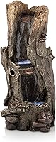 Alpine Corporation WIN258 3-Tier Rainforest Tree Trunk Outdoor Fountain with LED Lights, 41" Waterfall Garden Decor
