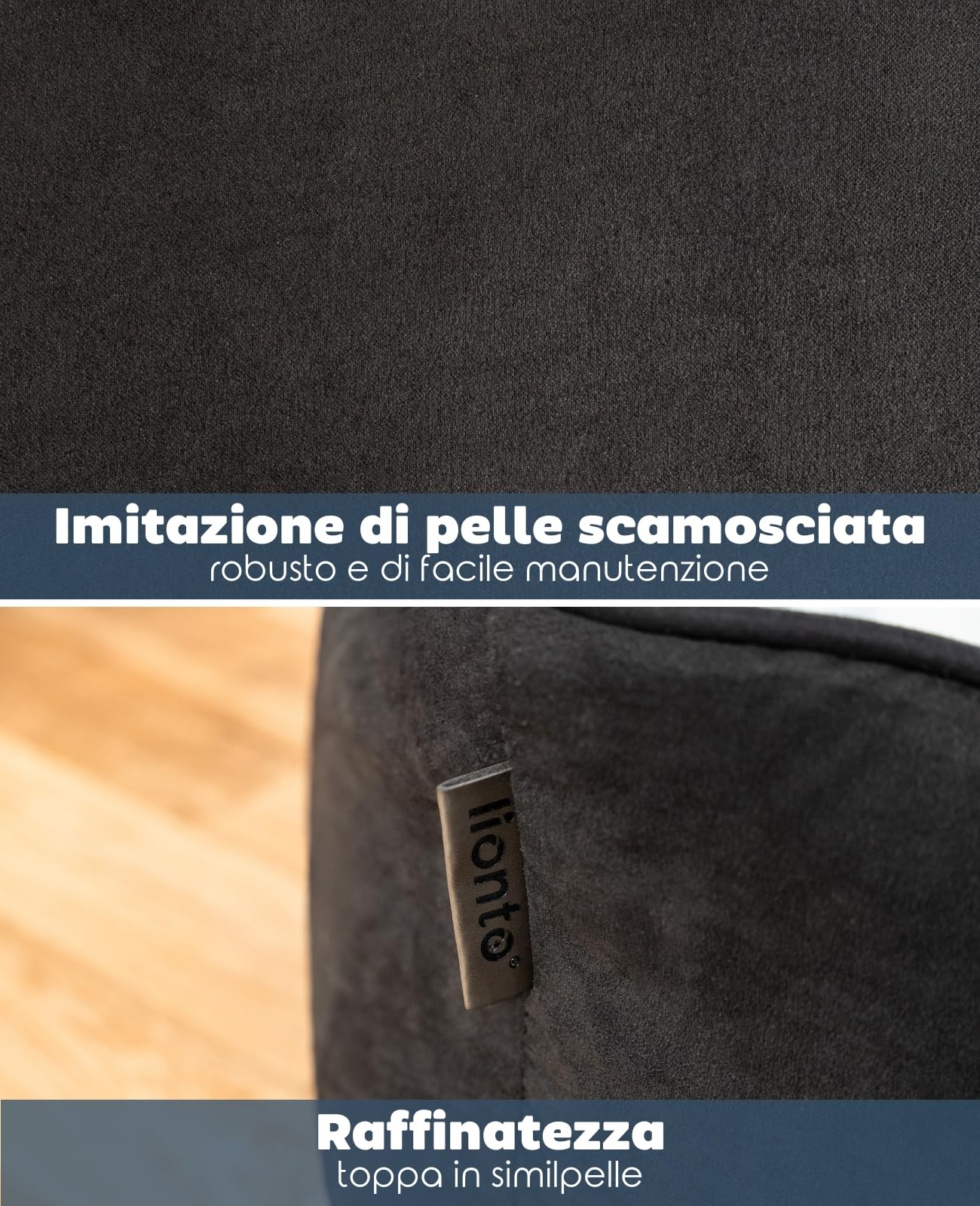 lionto Letto per cani 2 in 1 con ingresso confortevole, accogliente cuccia reversibile per cani e gatti, 110x80 cm, cuscino per cani in similpelle facile da pulire, nero/grigio
