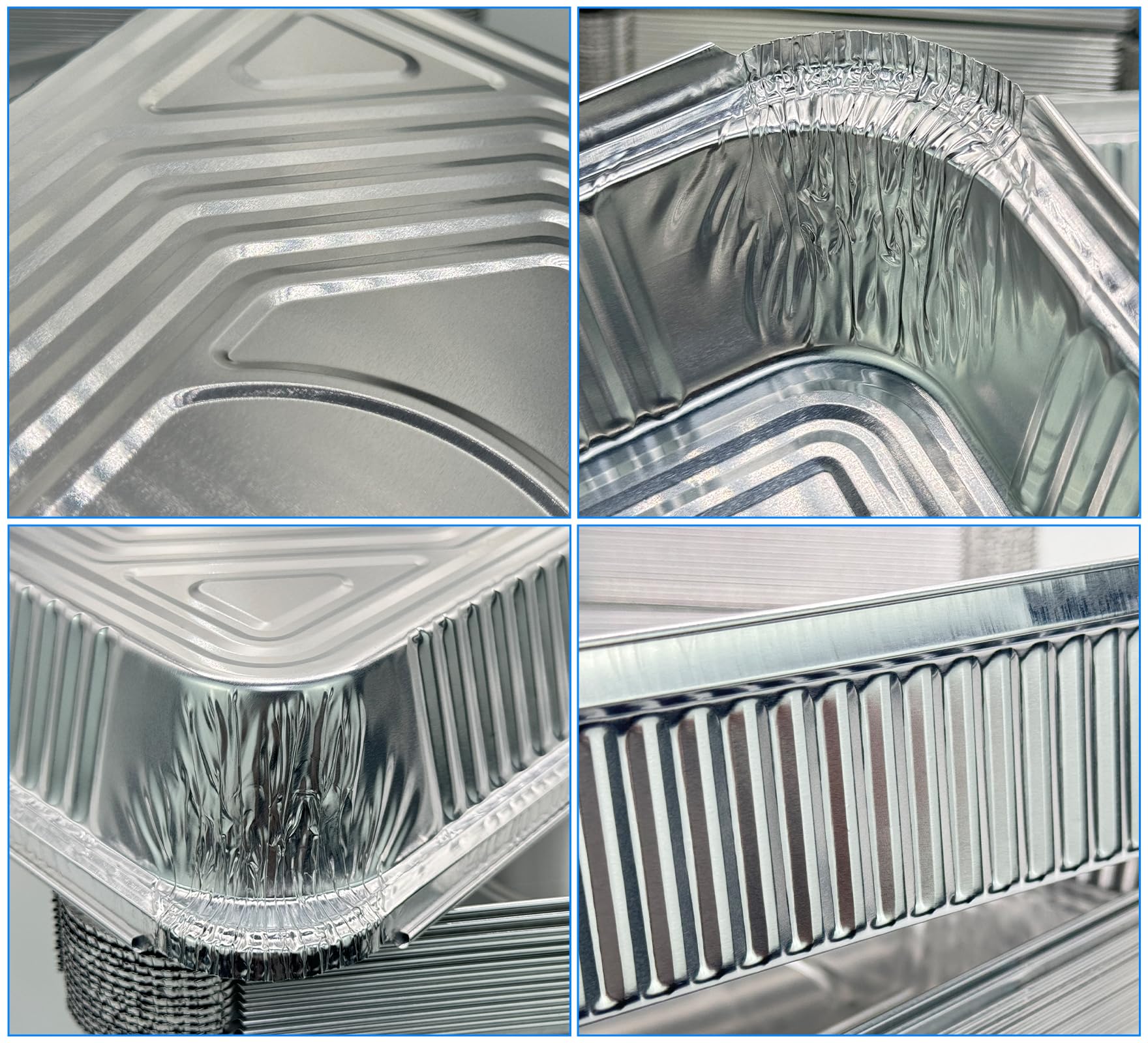 RUIXUE 55 Pieces Foil Trays with Lids, 2250ml, 1100ml and 800ml Multi-Size Reusable Aluminium Dishes for Cooking and Roasting. - Image 4
