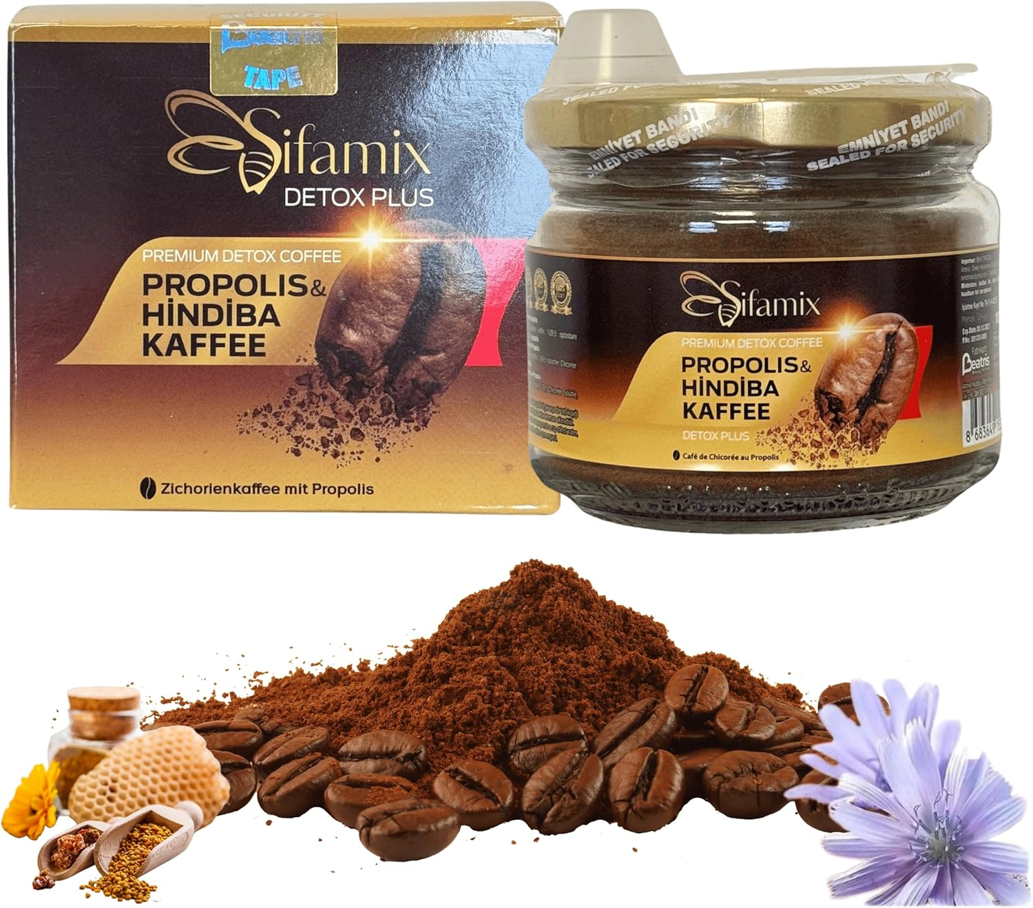 Premium Vegan Detox koffie, cichorei en propolis detox, dieetkoffie, ondersteunt gewichtsverlies, gezond en 100% natuurlijk, verhoogt energie, bevordert spijsvertering en ontgifting