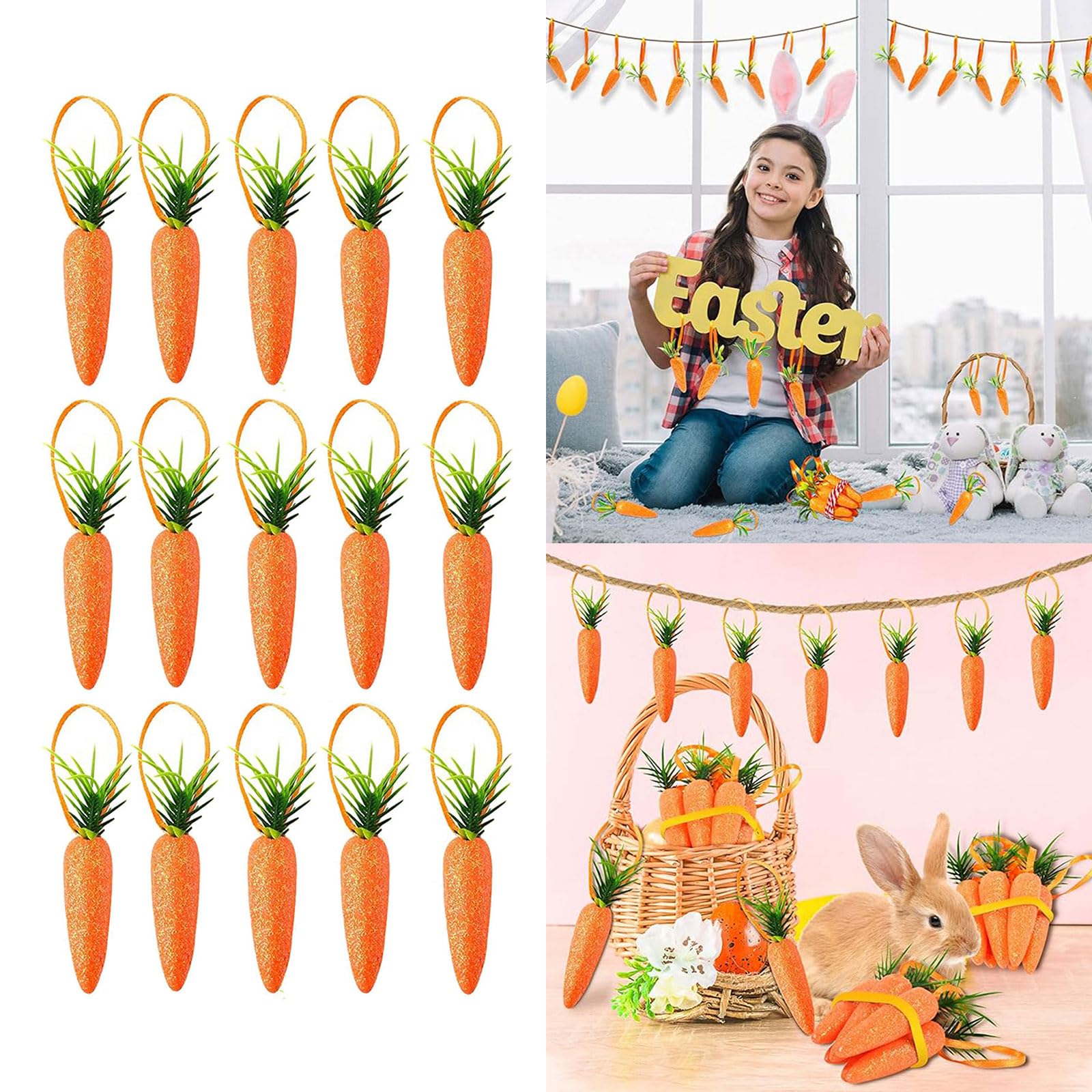 Vdaxvme 15/30pcs Carrot Shaped Easter Ornament Craft Artificial Vegetables for Party Celebration
