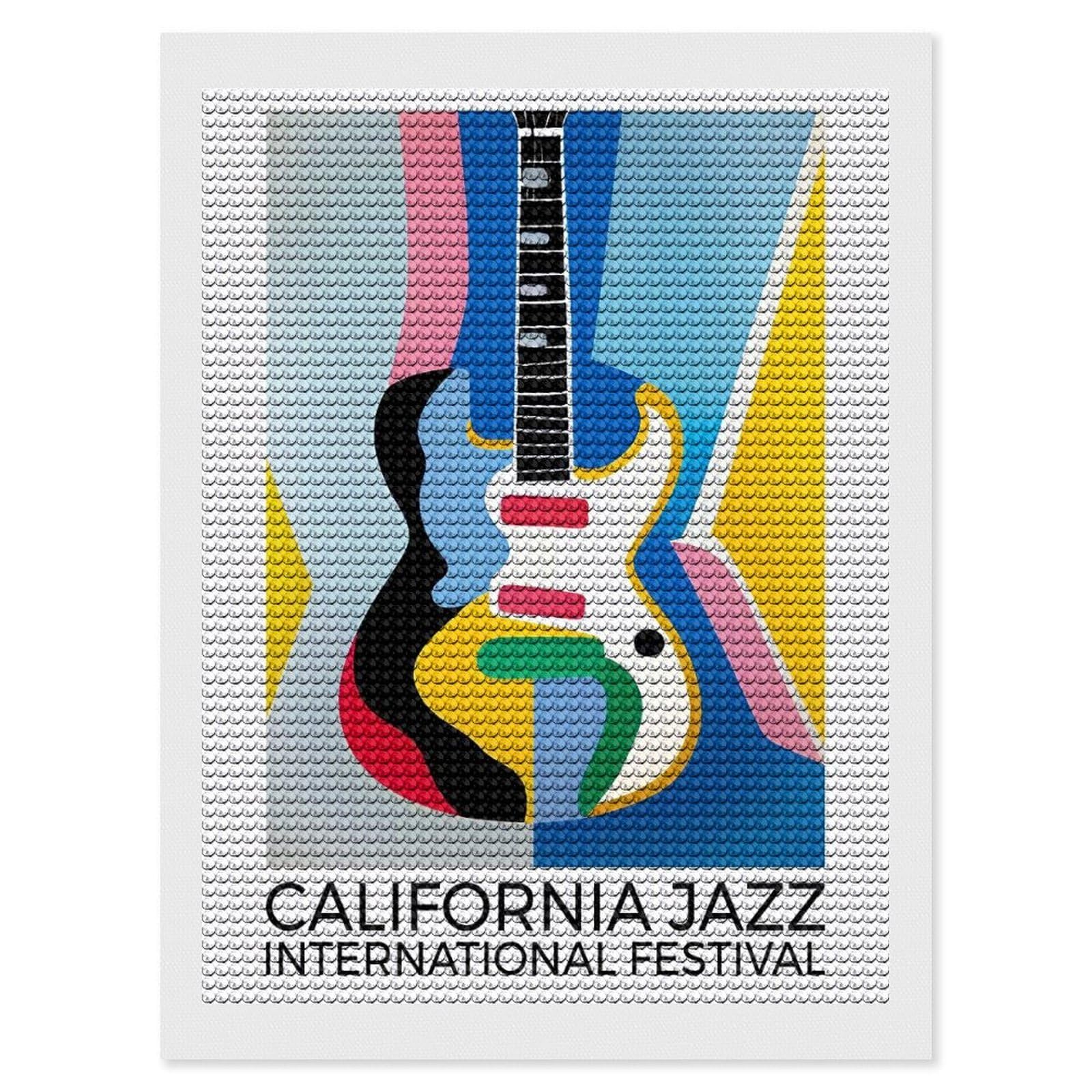 Junmoney California Jazz Festival Diamond Art Kit 12"x16", Modern Decor, Farmhouse Decor, Home Wall Art, Festive Craft Gift, Handmade Wall Decor